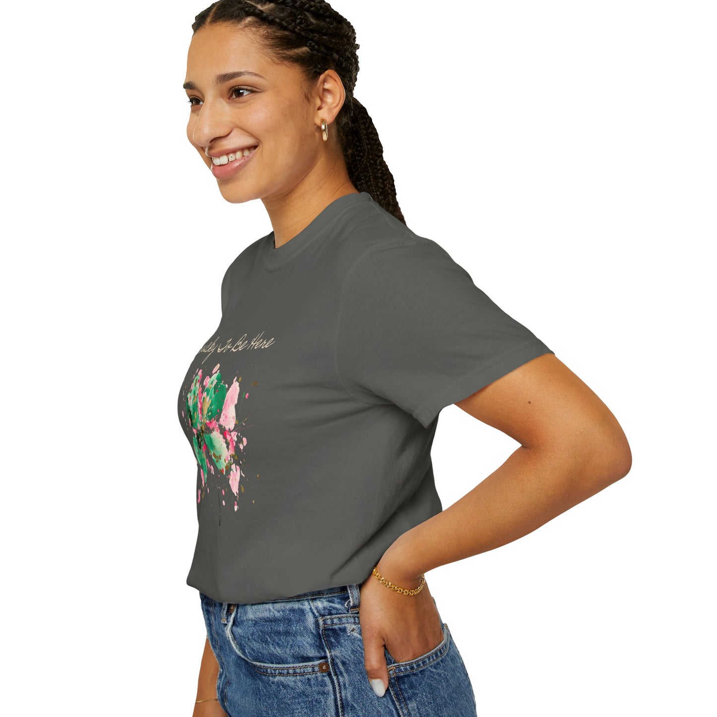 St. Patrick's Day, Lucky To Be Here T-Shirt - Floral Four-Leaf Clover Graphic