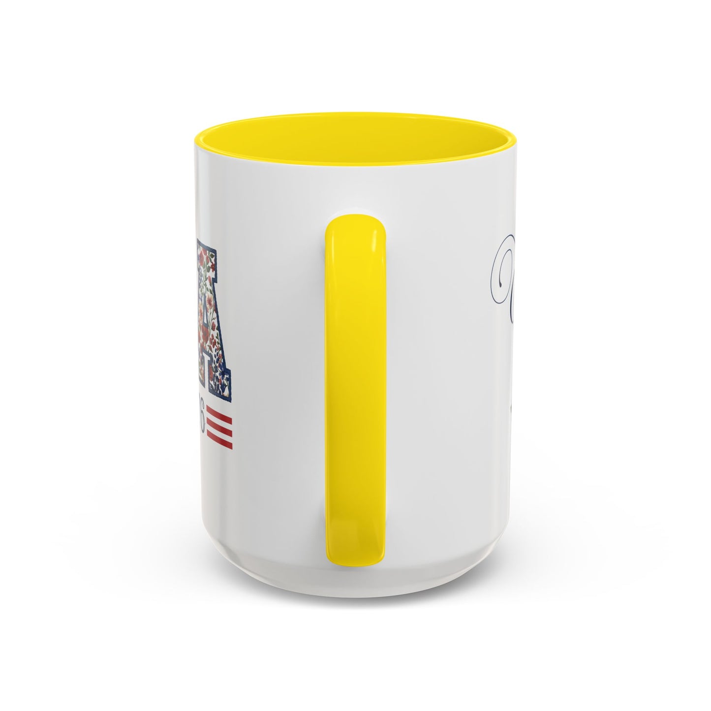 Personalized Patriotic Mug, Custom Name Ceramic Coffee Cup, USA Floral Accent Mug, Fourth of July Hostess Gift, 11oz 15oz
