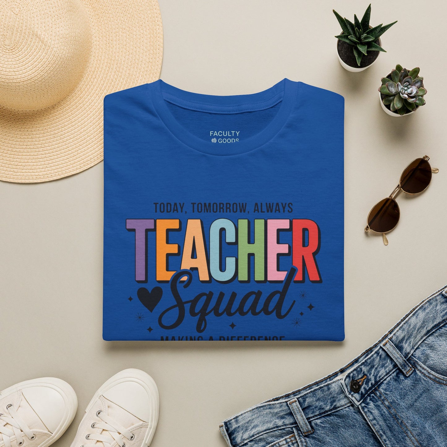 Teacher Squad Cotton T-Shirt: Colorful Matching Tee for Teacher Besties, S-4XL