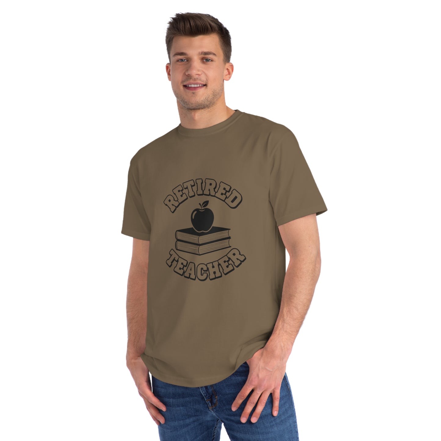 Organic "Retired Teacher" T-Shirt — Vintage Apple & Books Retirement Gift Tee