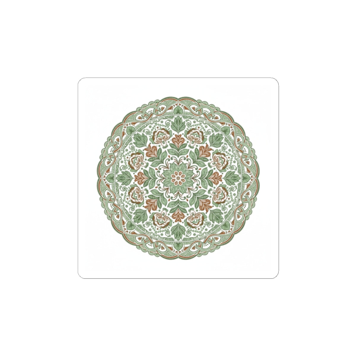 Folk Flourish Mandala Kiss-Cut Stickers | Rustic Floral Folk Art