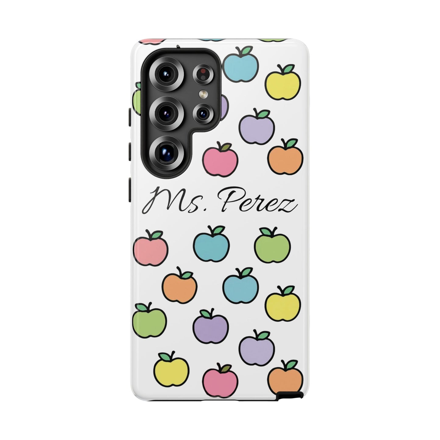 Personalized Teacher Apple Phone Case | Custom Name Teacher iPhone Case | Cute Apple Pattern Phone Case | Teacher Gift