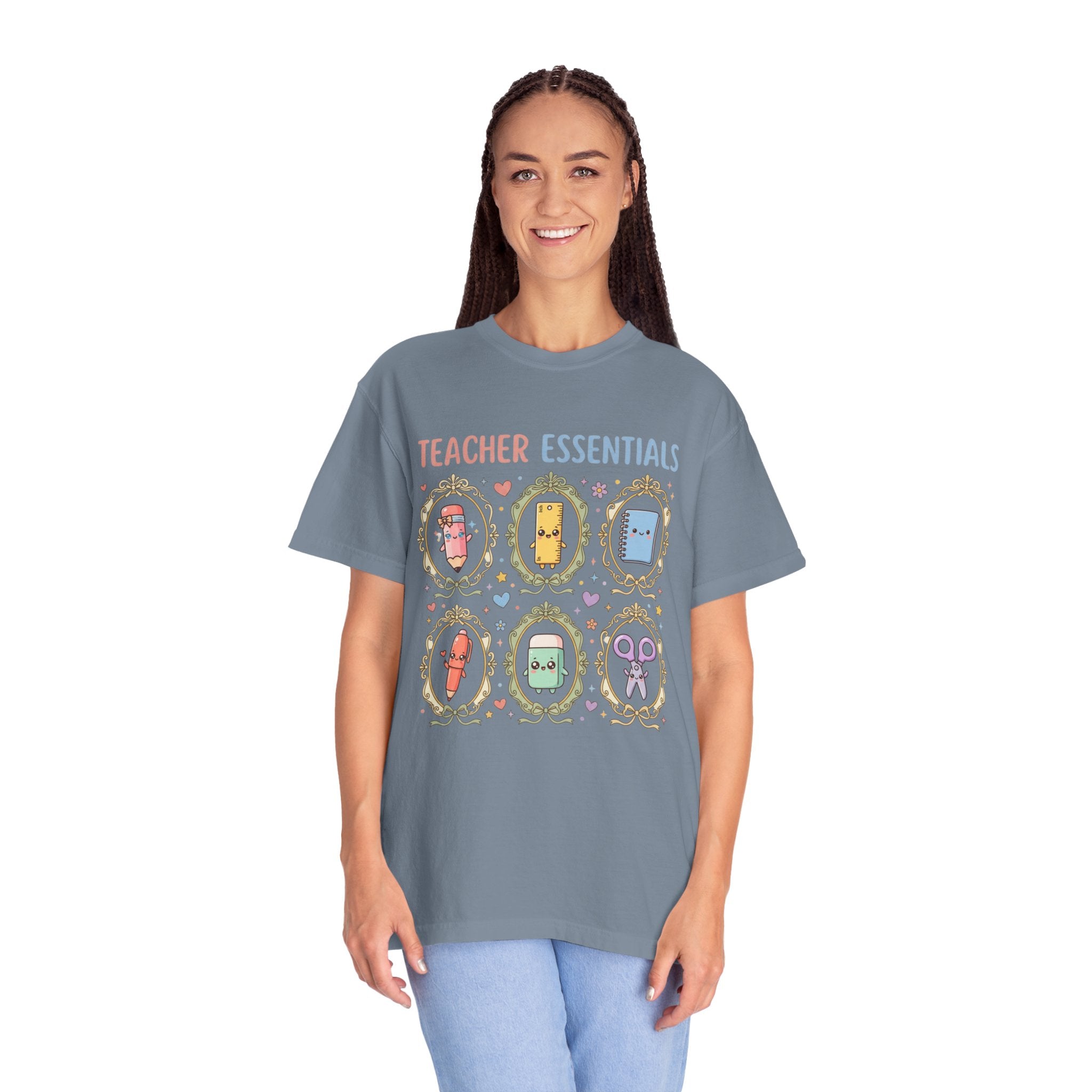 Teacher Essentials T-Shirt — Cute Classroom Supplies Graphic Tee