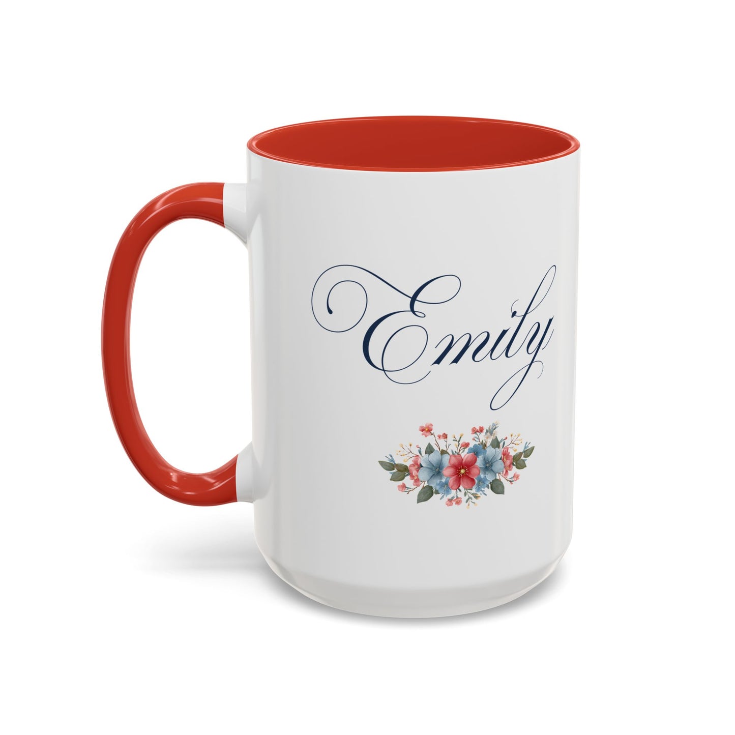 Personalized Patriotic Mug, Custom Name Ceramic Coffee Cup, USA Floral Accent Mug, Fourth of July Hostess Gift, 11oz 15oz