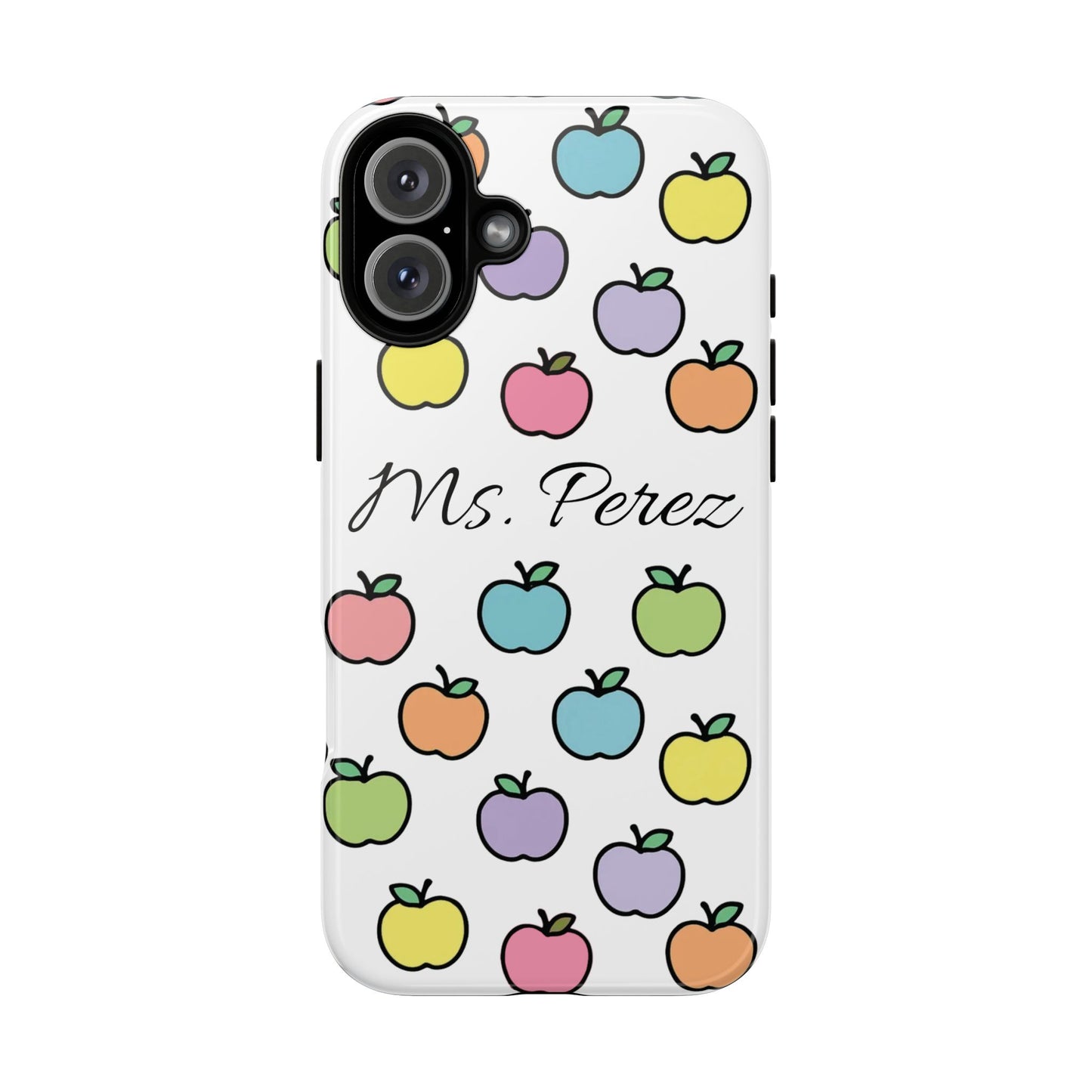 Personalized Teacher Apple Phone Case | Custom Name Teacher iPhone Case | Cute Apple Pattern Phone Case | Teacher Gift