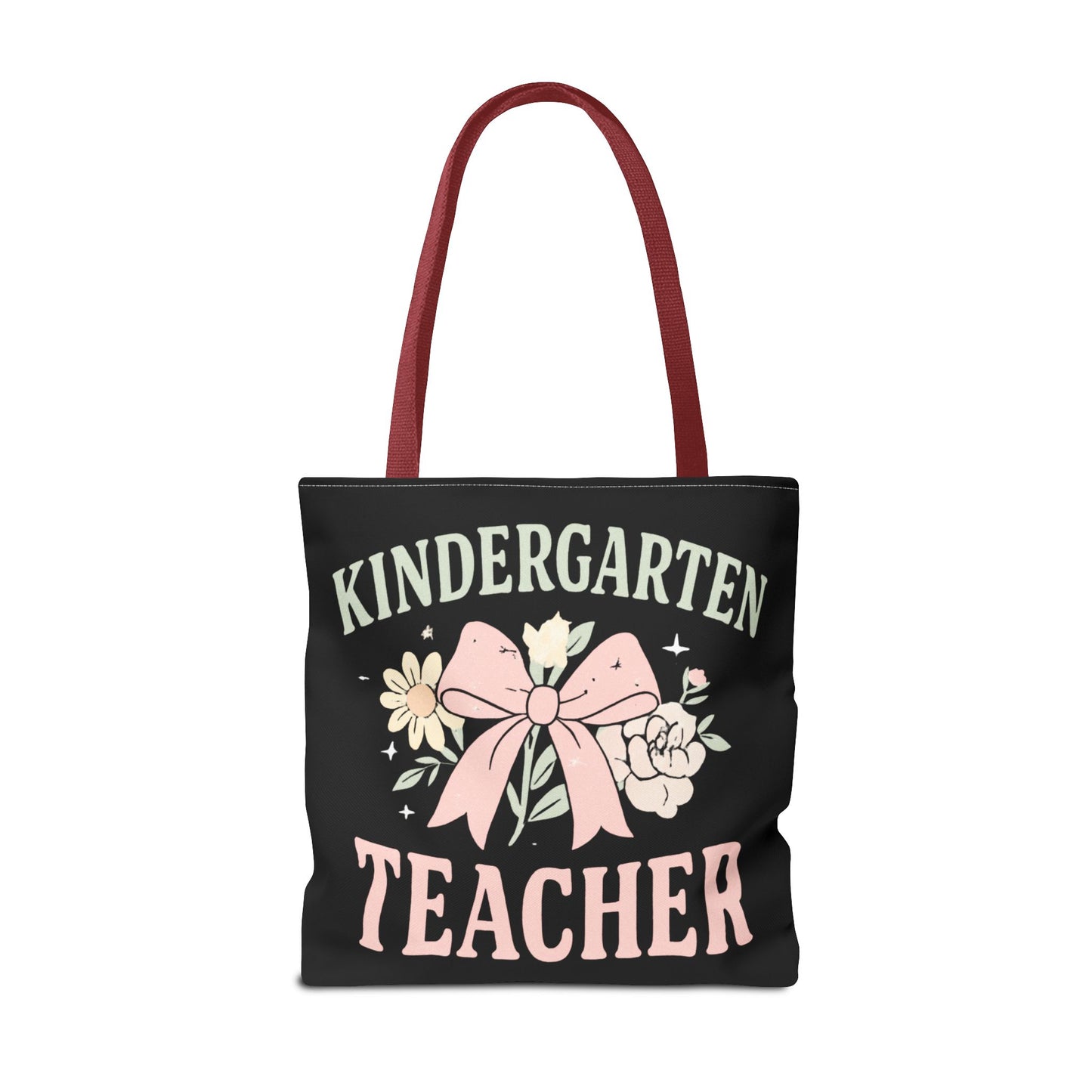 Kindergarten Teacher Floral Tote Bag – Cute Bow & Flowers Teacher Gift