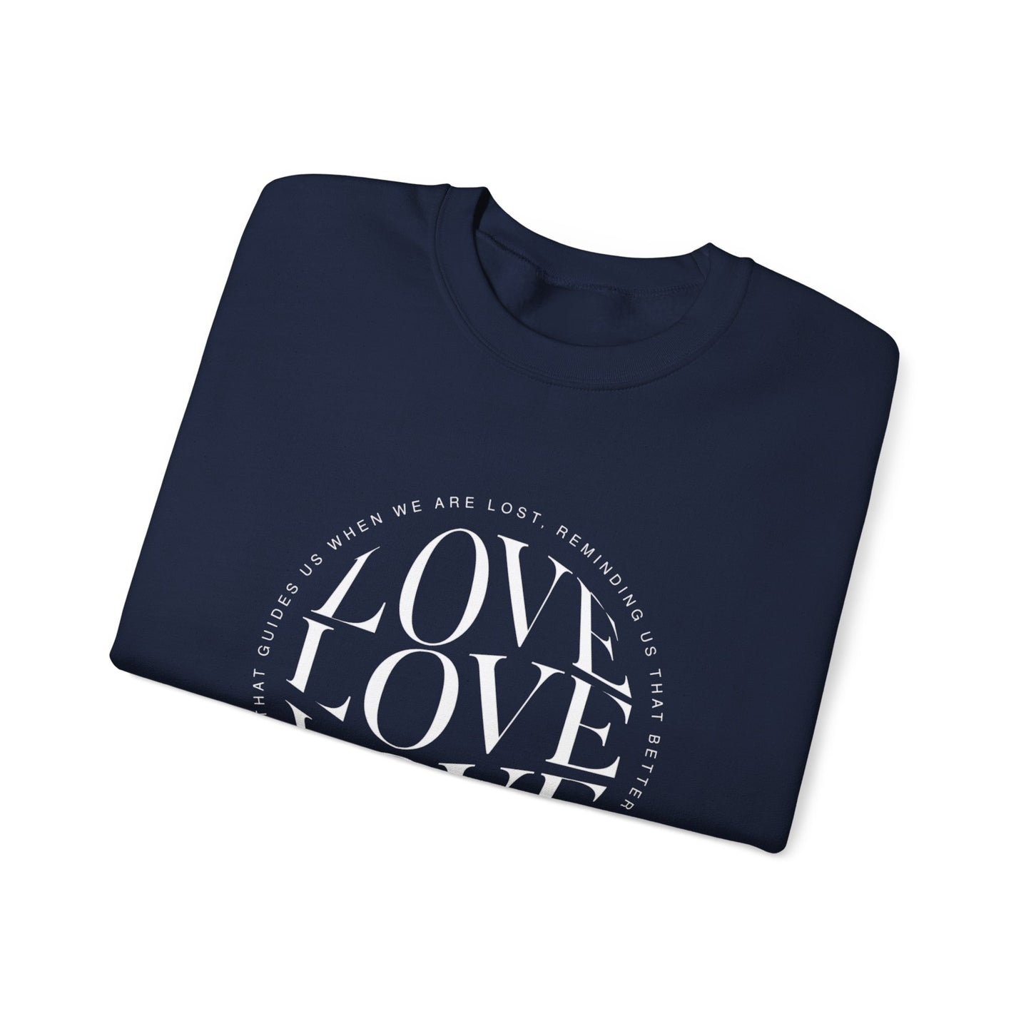 Love Circle Crewneck Sweatshirt — 'LOVE LOVE LOVE' Graphic Pullover
