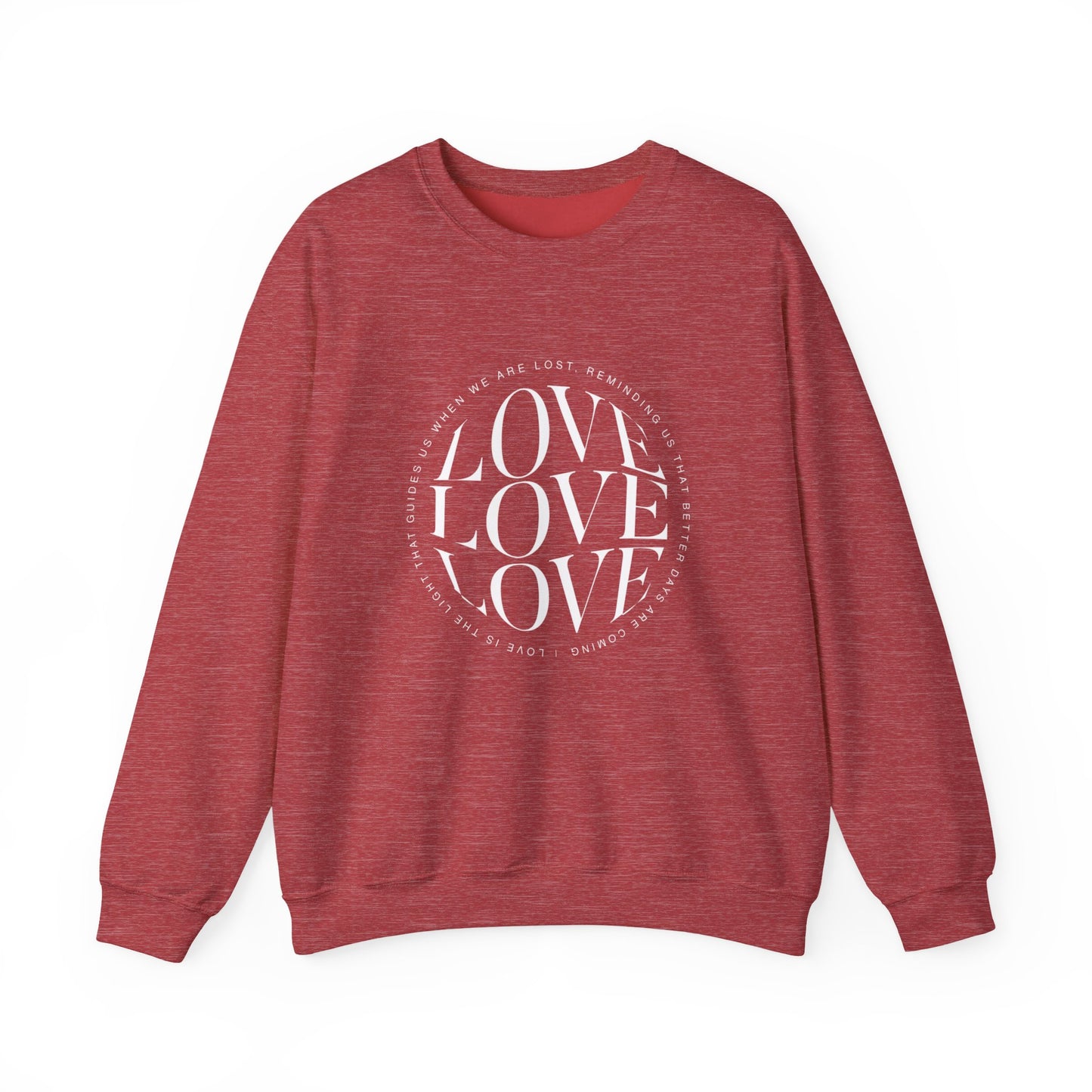 Love Circle Crewneck Sweatshirt — 'LOVE LOVE LOVE' Graphic Pullover