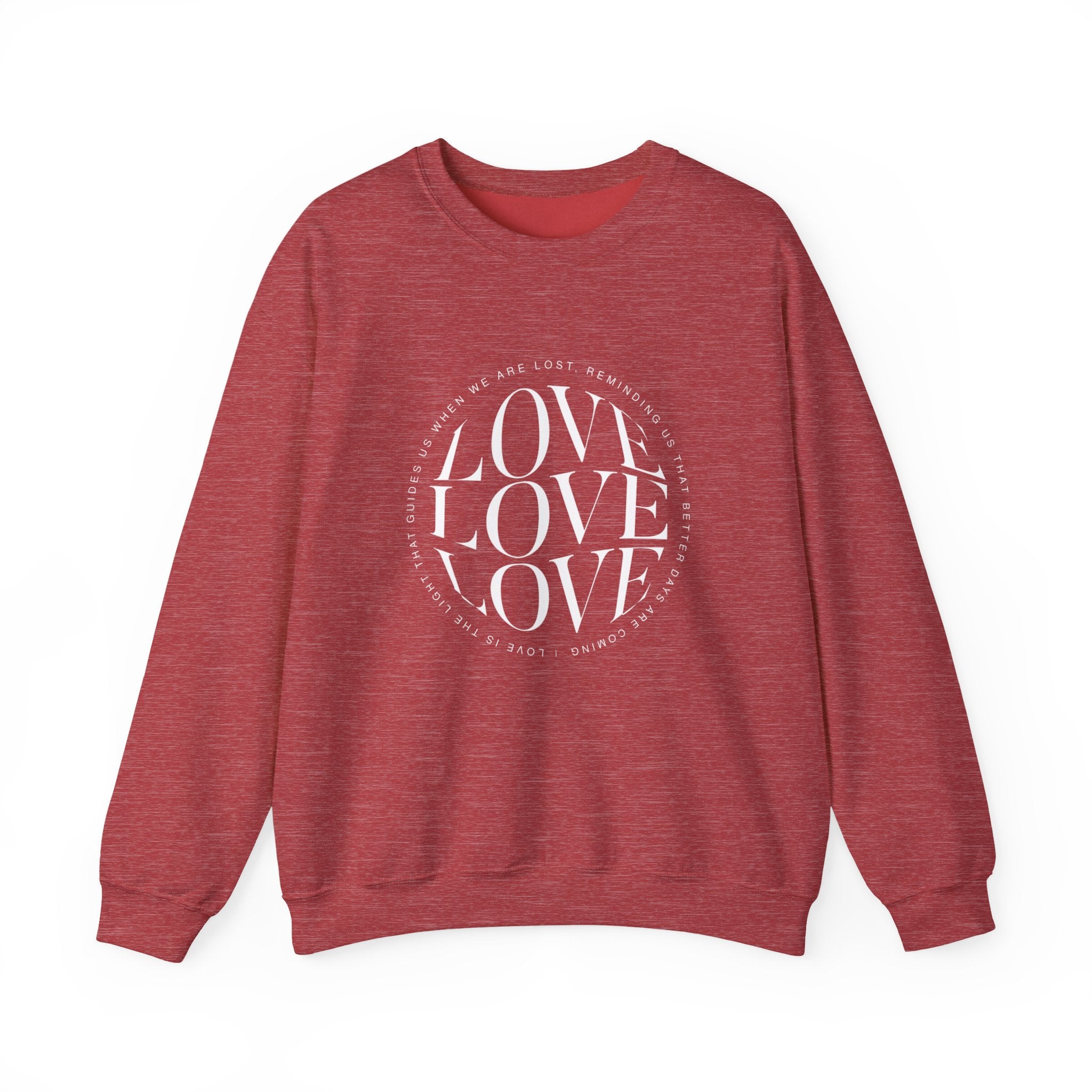 Love Circle Crewneck Sweatshirt — 'LOVE LOVE LOVE' Graphic Pullover