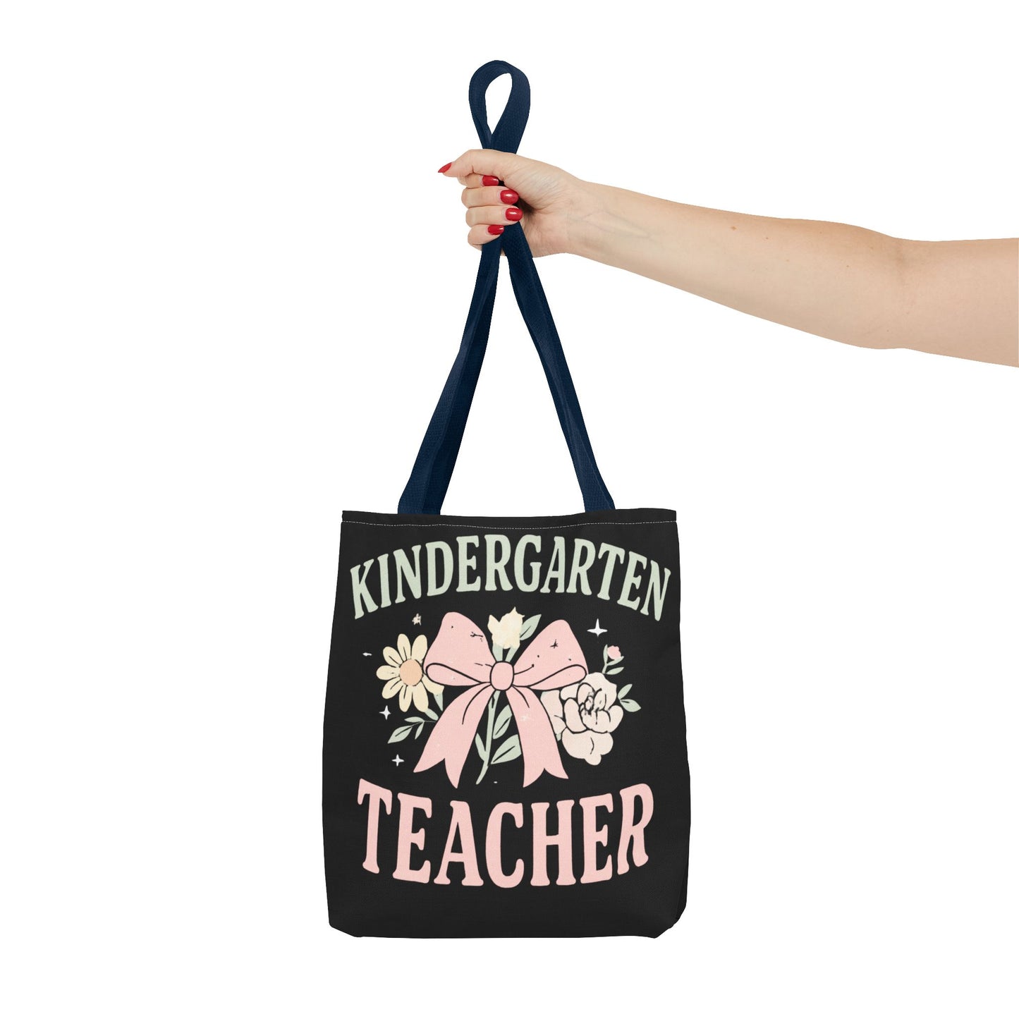 Kindergarten Teacher Floral Tote Bag – Cute Bow & Flowers Teacher Gift