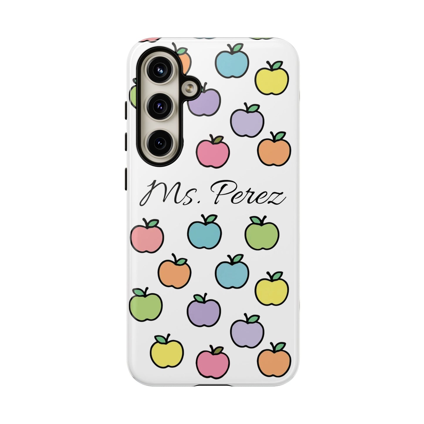 Personalized Teacher Apple Phone Case | Custom Name Teacher iPhone Case | Cute Apple Pattern Phone Case | Teacher Gift