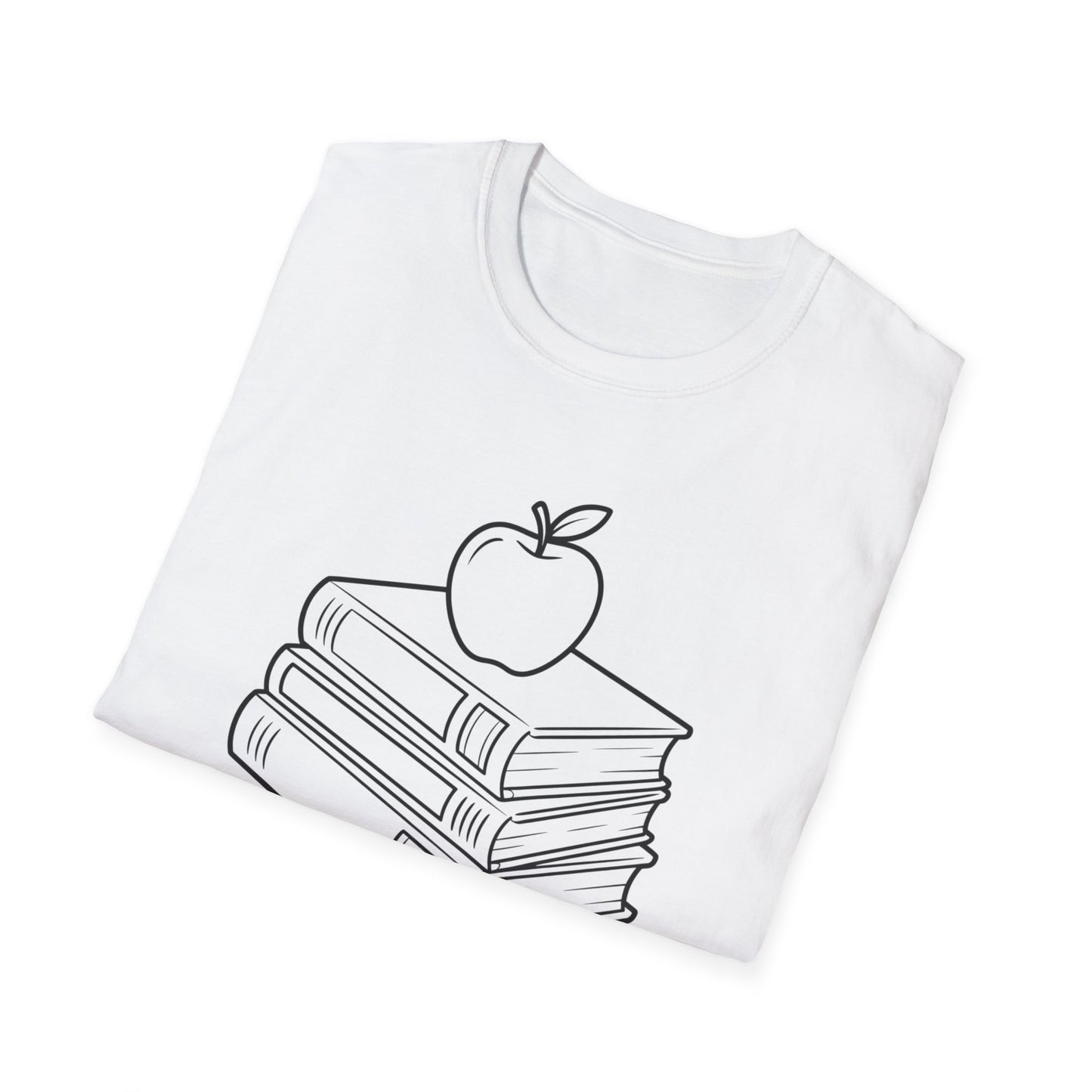 Teacher Apple Stack T‑Shirt — Minimalist Books & Apple Tee for Educators