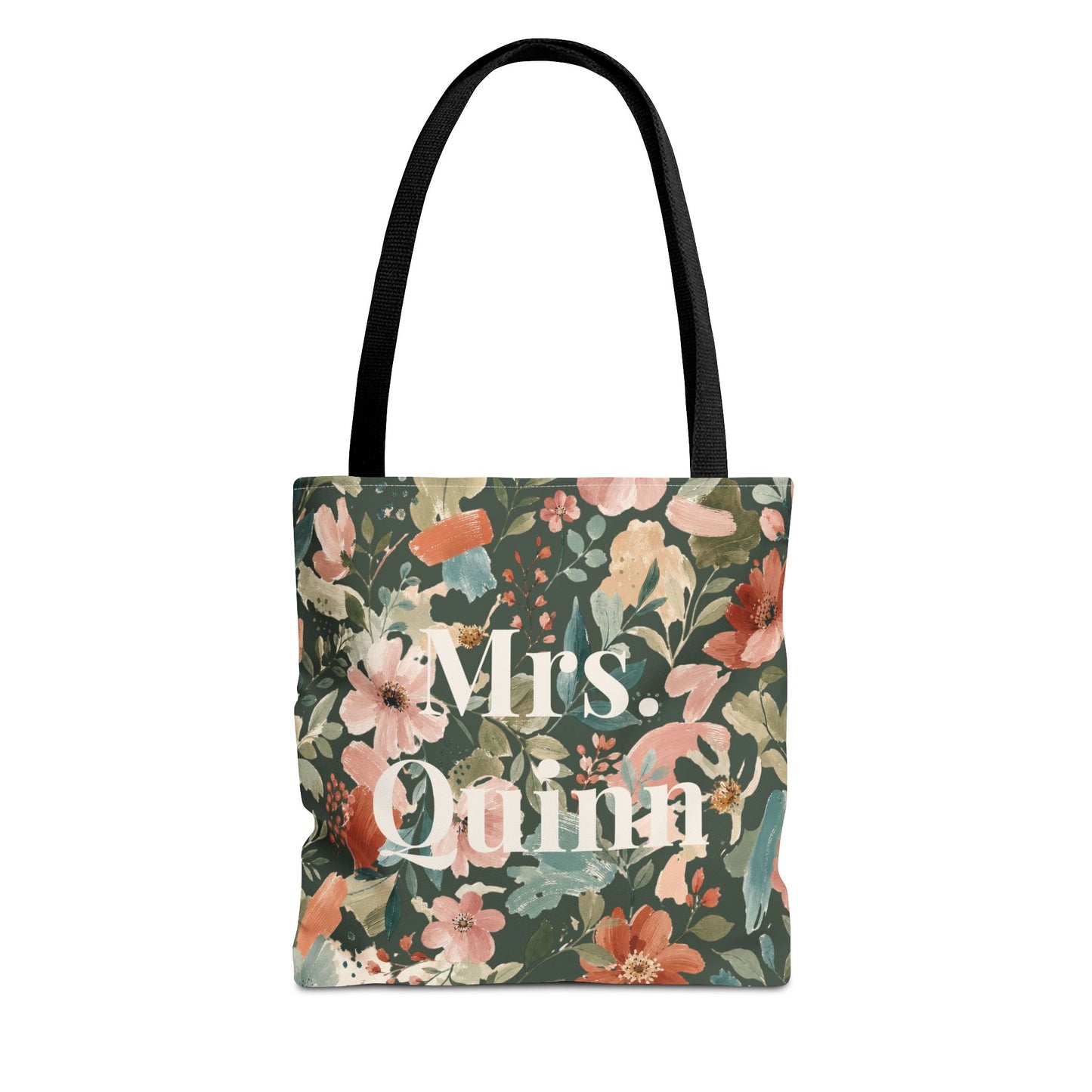 Personalized Floral Teacher Tote Bag: Custom Name Daily School Carryal