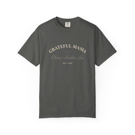 Grateful Mama T-Shirt – Personalized Family Names & Year