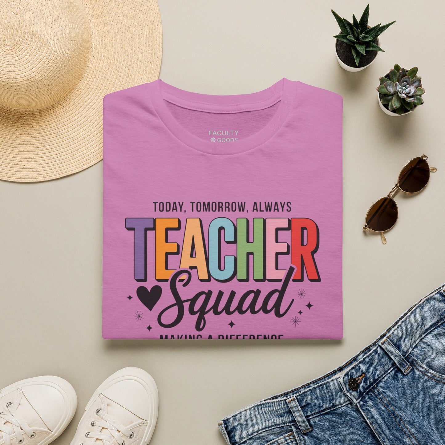 Teacher Squad Cotton T-Shirt: Colorful Matching Tee for Teacher Besties, S-4XL