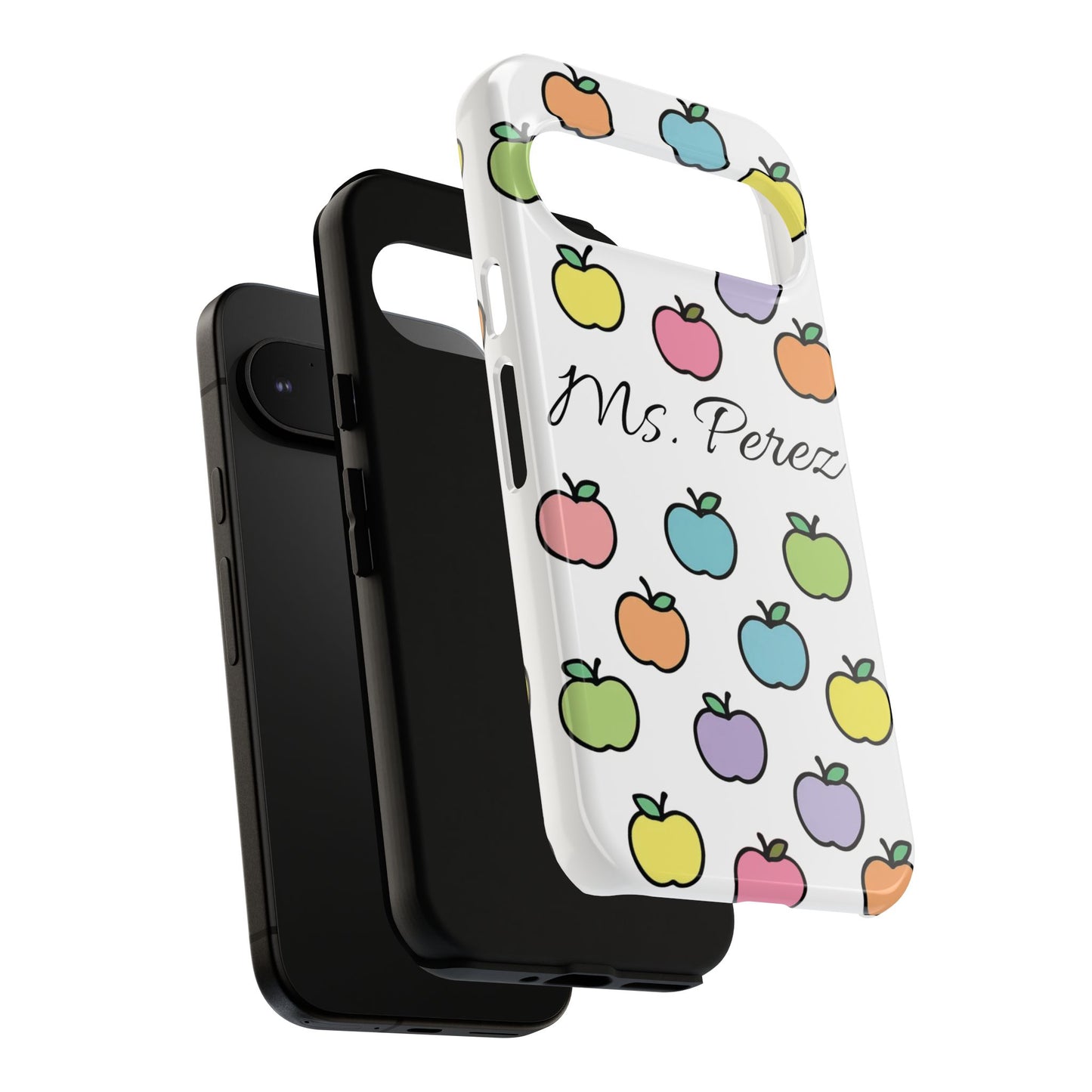 Personalized Teacher Apple Phone Case | Custom Name Teacher iPhone Case | Cute Apple Pattern Phone Case | Teacher Gift