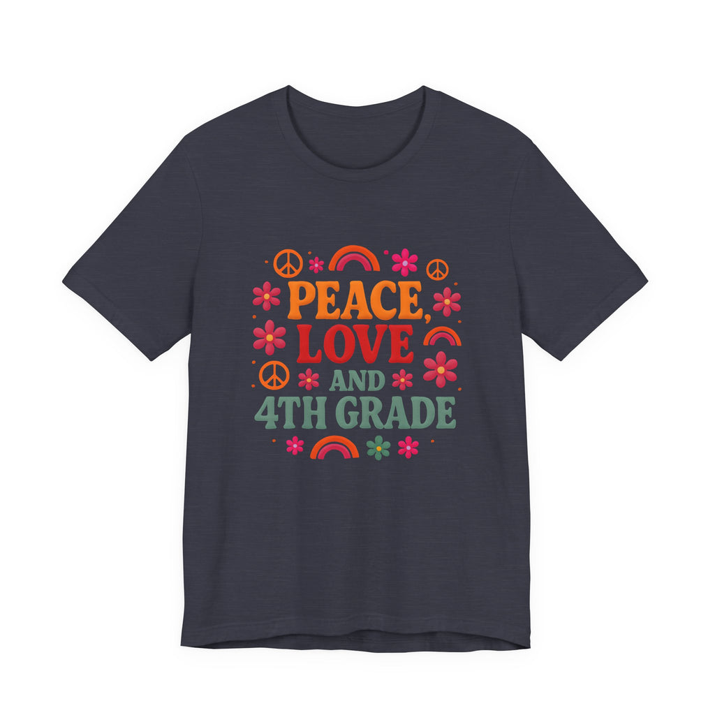 Peace, Love and 4th Grade T-Shirt — Retro Teacher Appreciation Tee