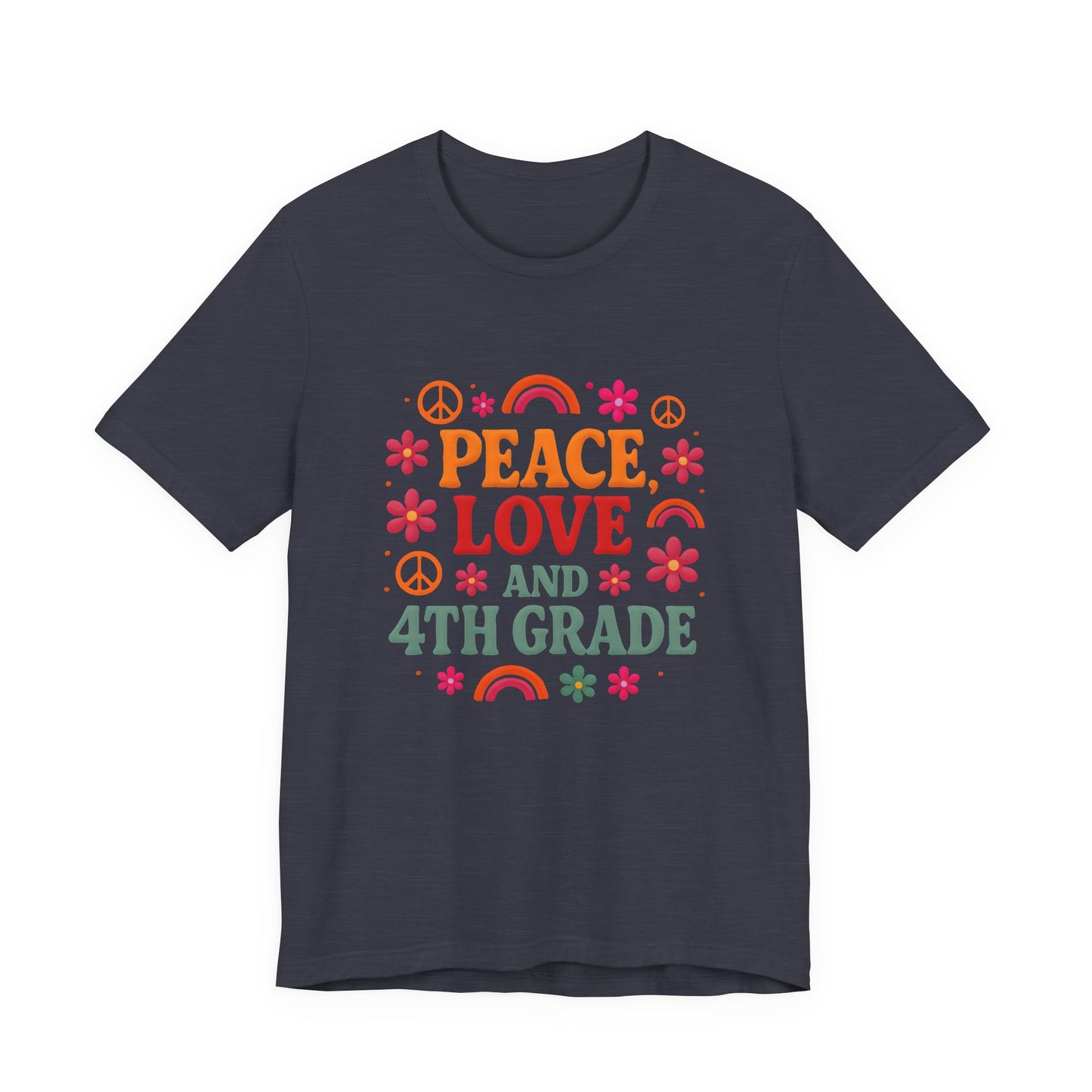 Peace, Love and 4th Grade T-Shirt — Retro Teacher Appreciation Tee