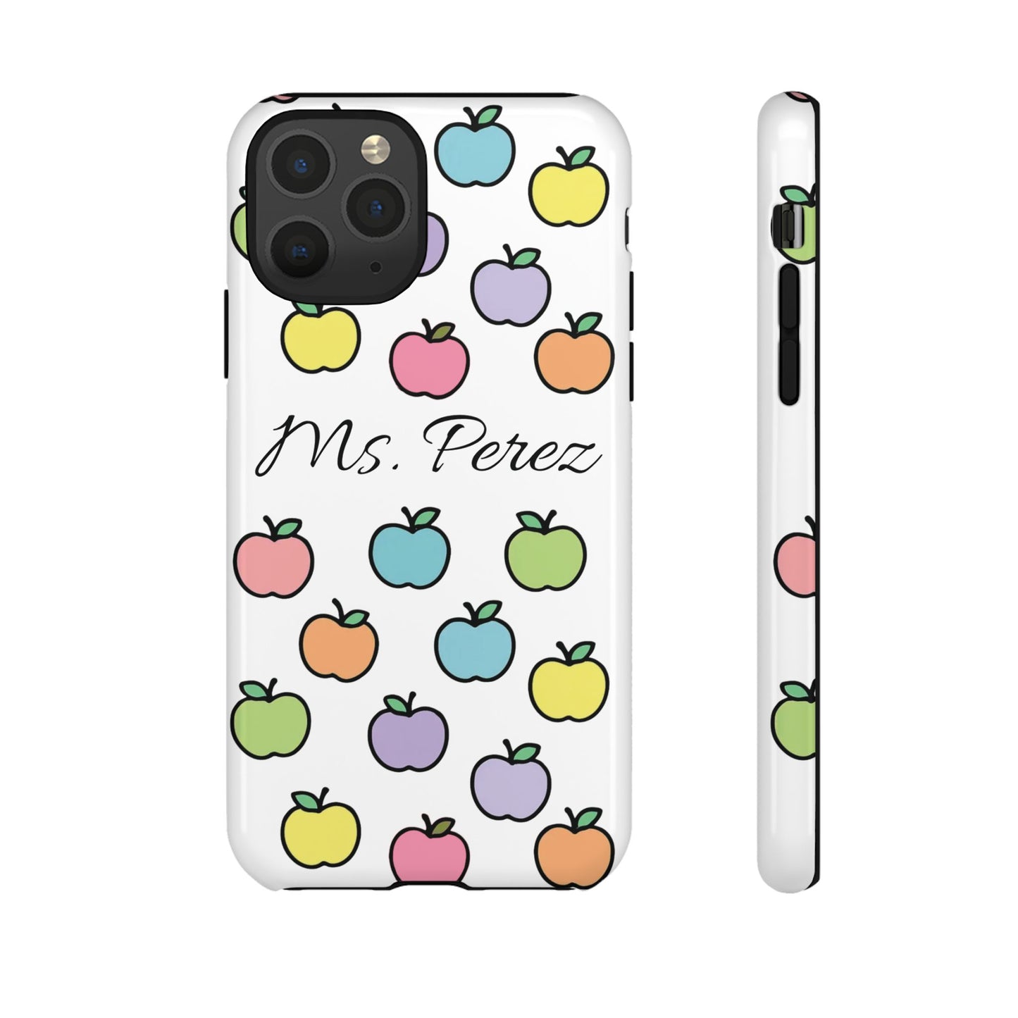 Personalized Teacher Apple Phone Case | Custom Name Teacher iPhone Case | Cute Apple Pattern Phone Case | Teacher Gift