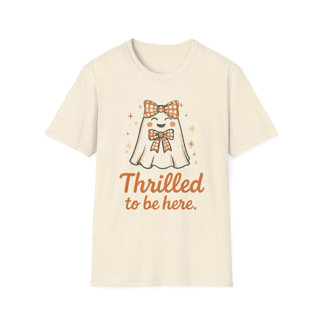 Thrilled to Be Here Ghost T-Shirt • Cute Fall Halloween Tee • Retro Teacher & Classroom Shirt