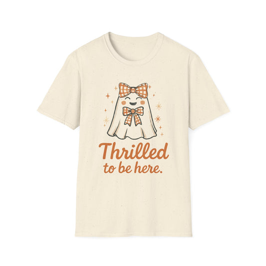 Thrilled to Be Here Ghost T-Shirt • Cute Fall Halloween Tee • Retro Teacher & Classroom Shirt