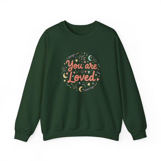 You Are Loved Crewneck Sweatshirt | handwritten doodle design, sketch aesthetic