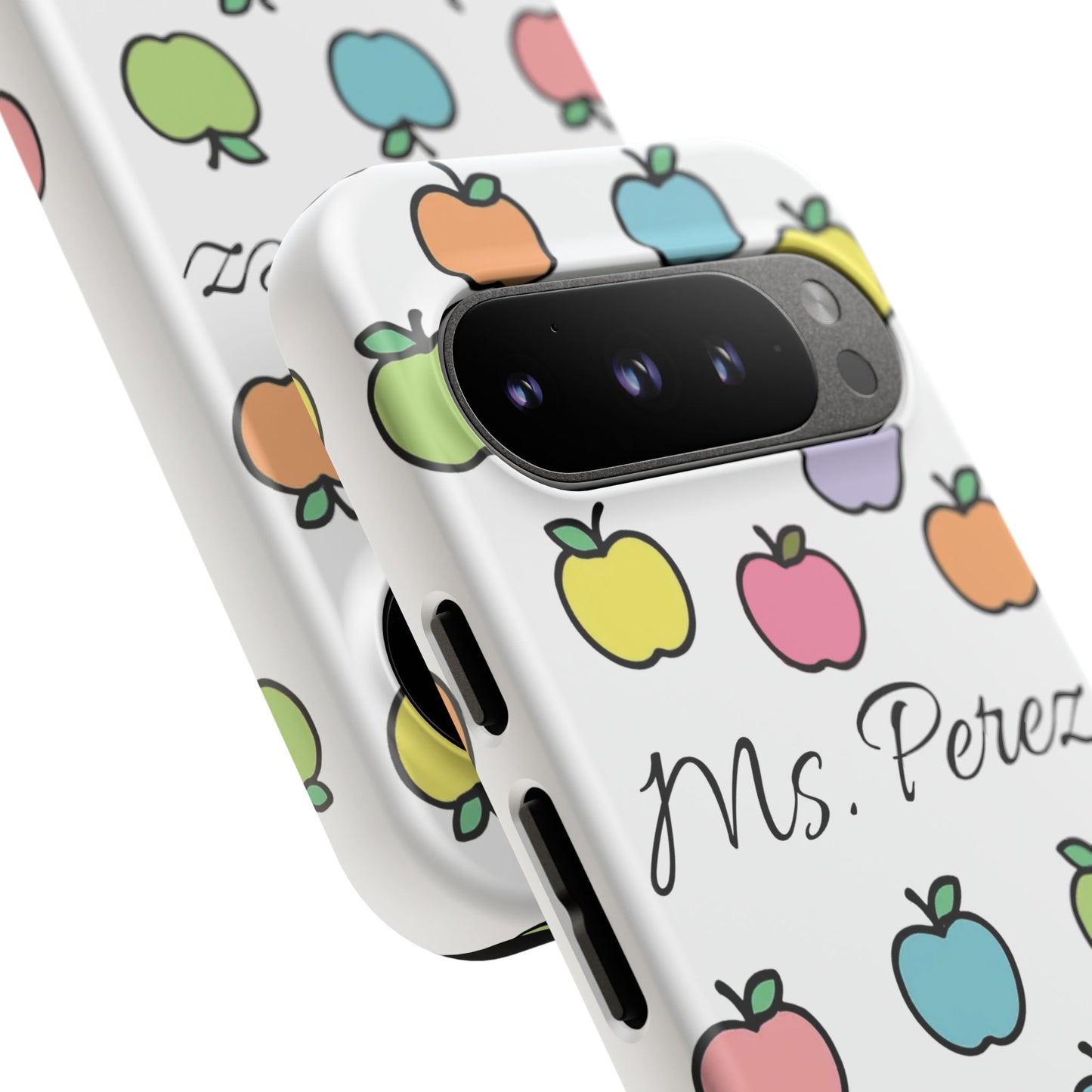 Personalized Teacher Apple Phone Case | Custom Name Teacher iPhone Case | Cute Apple Pattern Phone Case | Teacher Gift