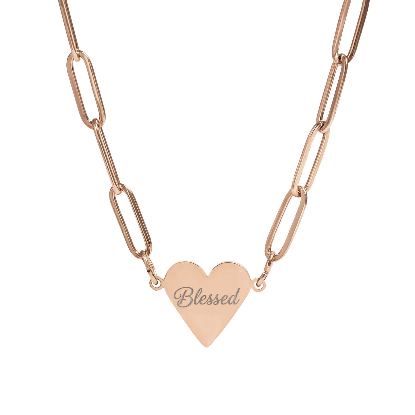 Blessed Heart Paperclip Chain Necklace