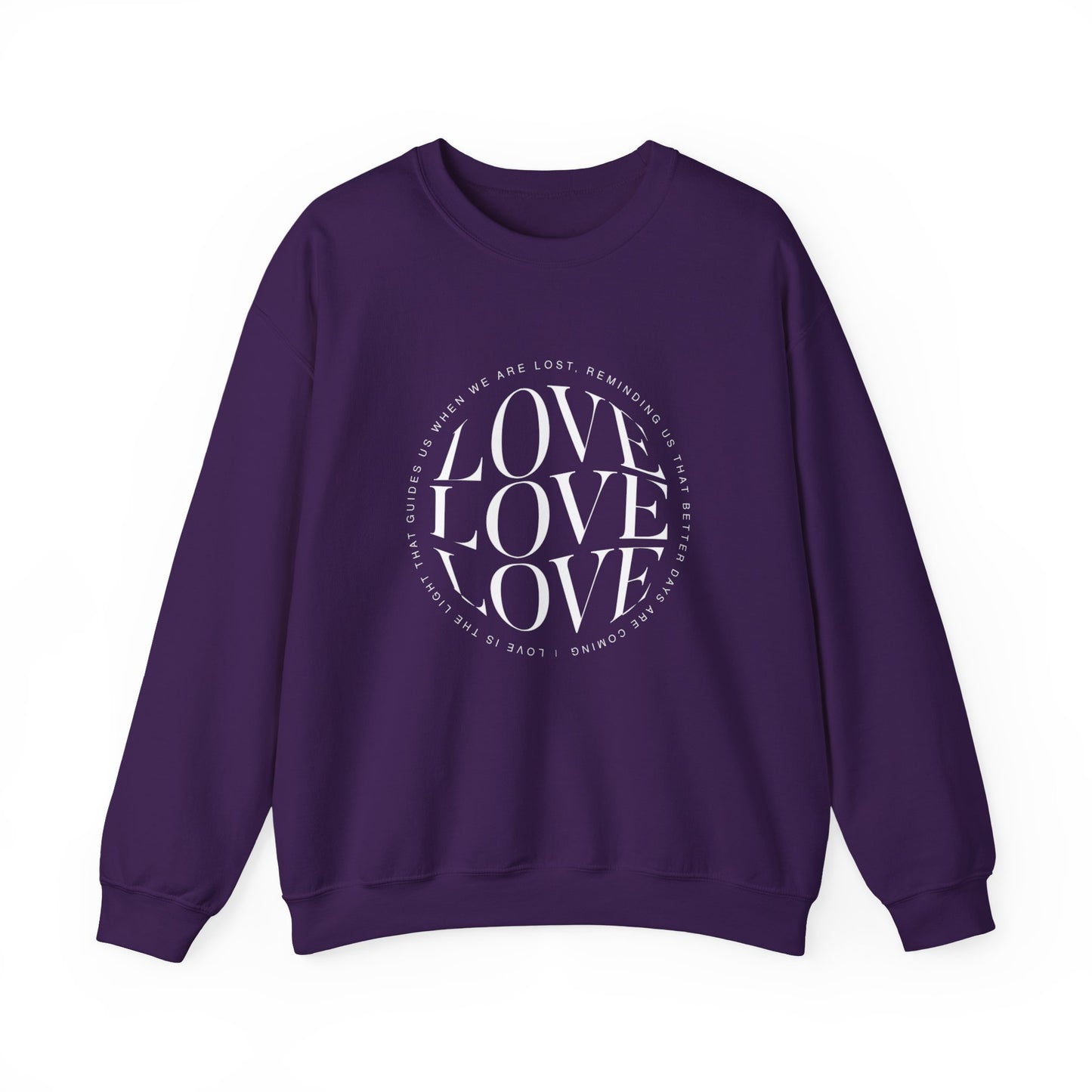Love Circle Crewneck Sweatshirt — 'LOVE LOVE LOVE' Graphic Pullover