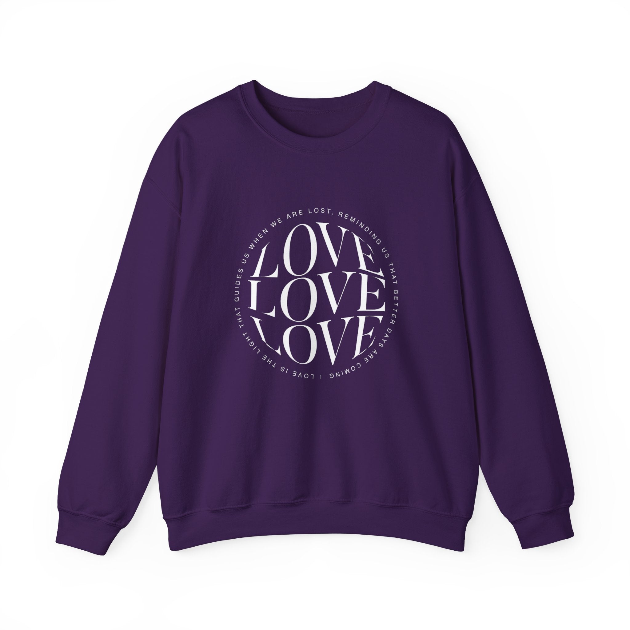 Love Circle Crewneck Sweatshirt — 'LOVE LOVE LOVE' Graphic Pullover