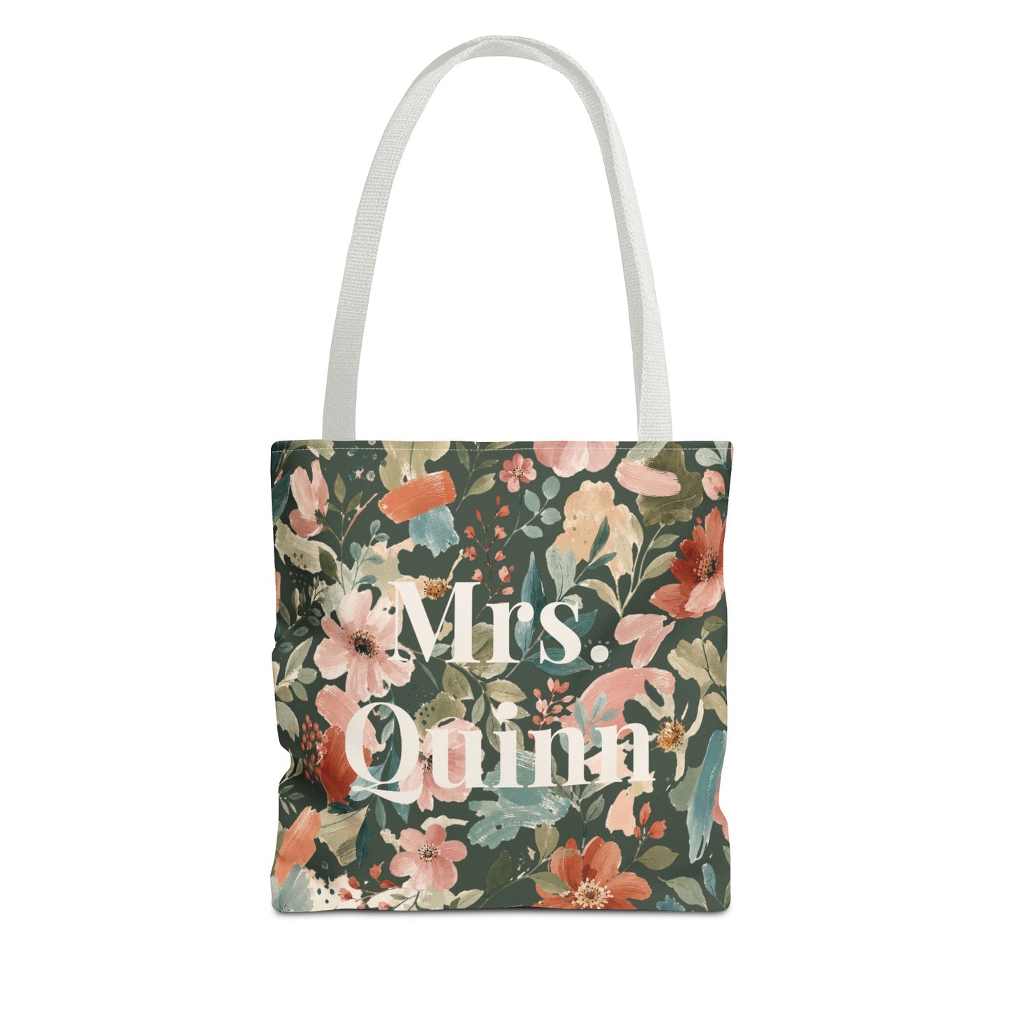 Personalized Floral Teacher Tote Bag: Custom Name Daily School Carryal