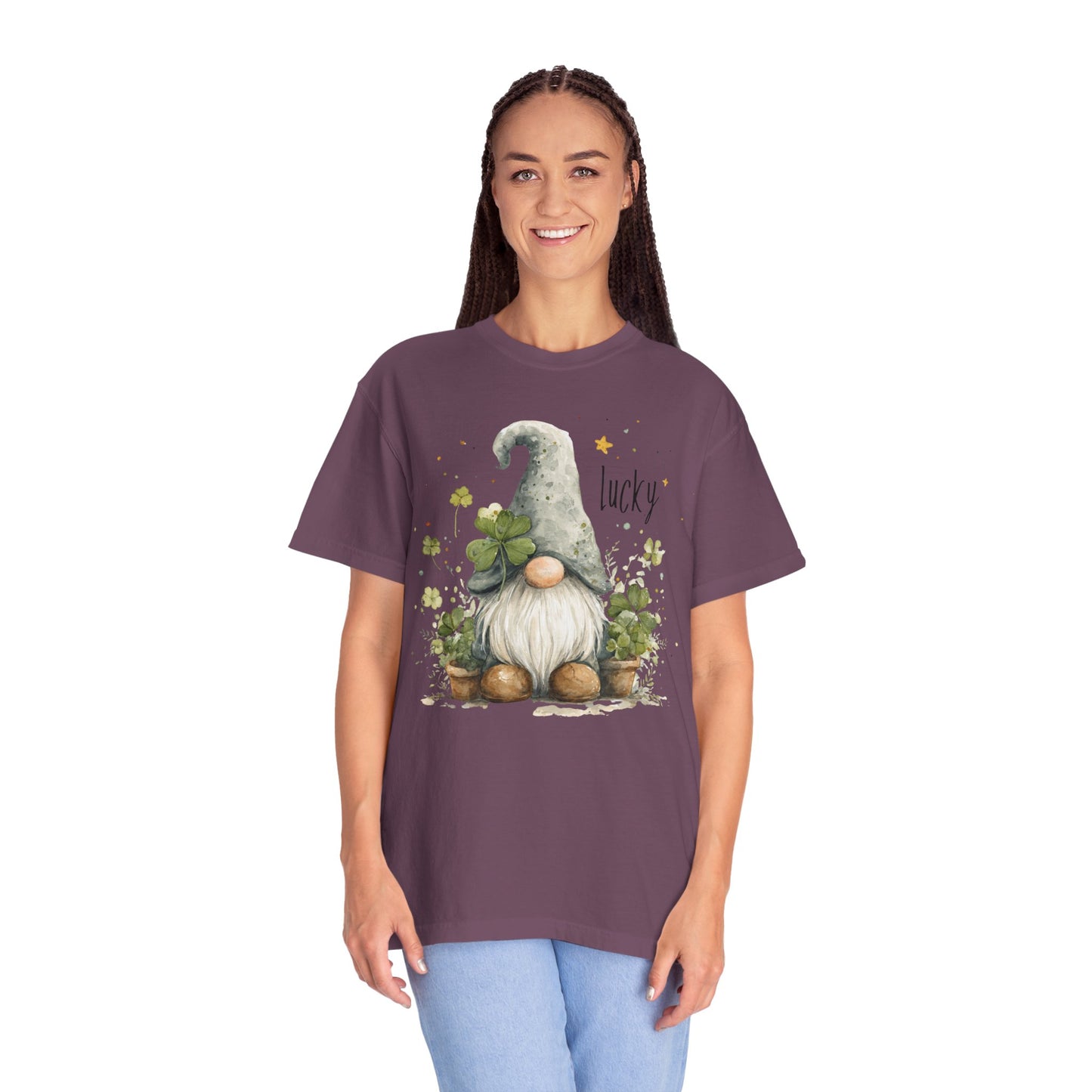 St. Patrick's Gnome T-Shirt — "Lucky" Shamrock Garden Tee