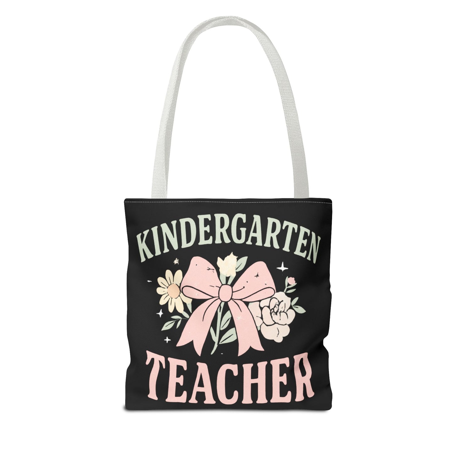 Kindergarten Teacher Floral Tote Bag – Cute Bow & Flowers Teacher Gift