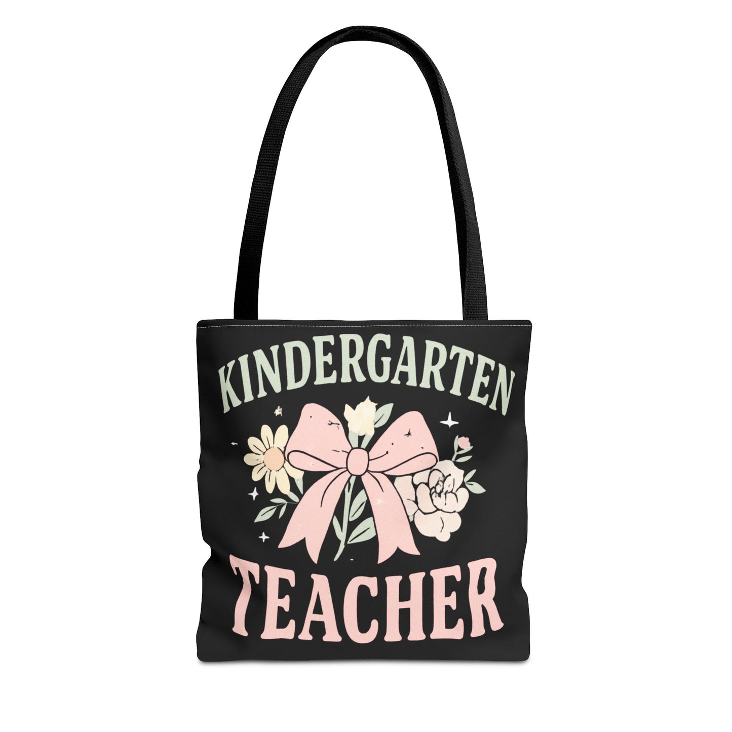 Kindergarten Teacher Floral Tote Bag – Cute Bow & Flowers Teacher Gift