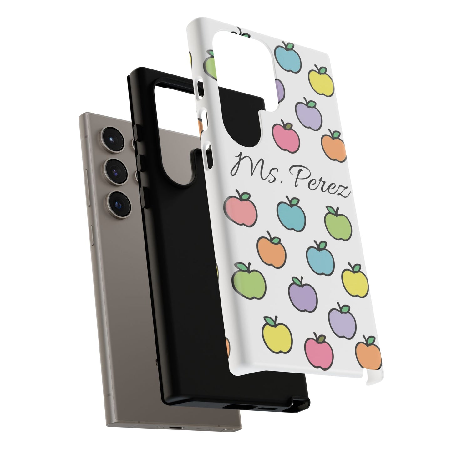 Personalized Teacher Apple Phone Case | Custom Name Teacher iPhone Case | Cute Apple Pattern Phone Case | Teacher Gift