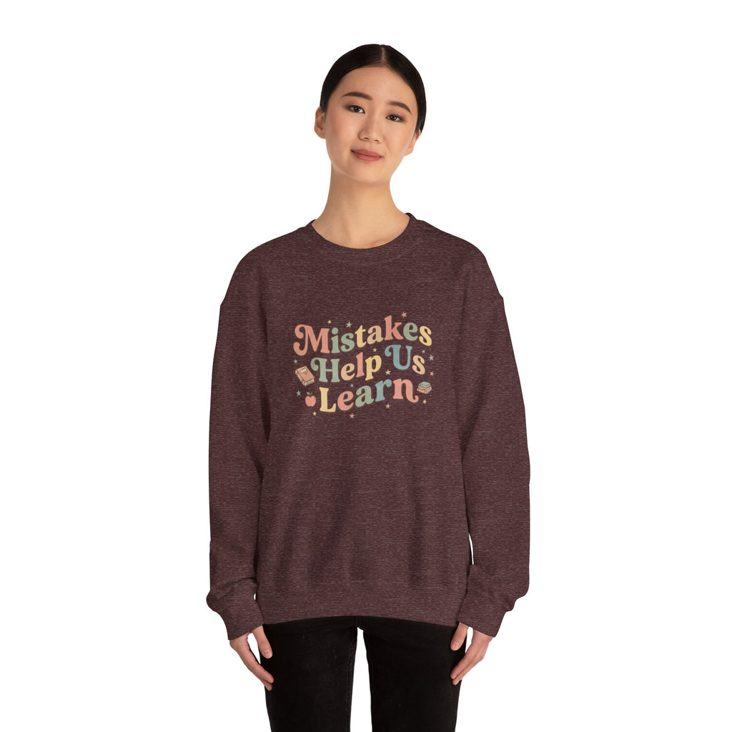 Mistakes Help Us Learn Crewneck Sweatshirt — Retro Inspirational Cozy Pullover