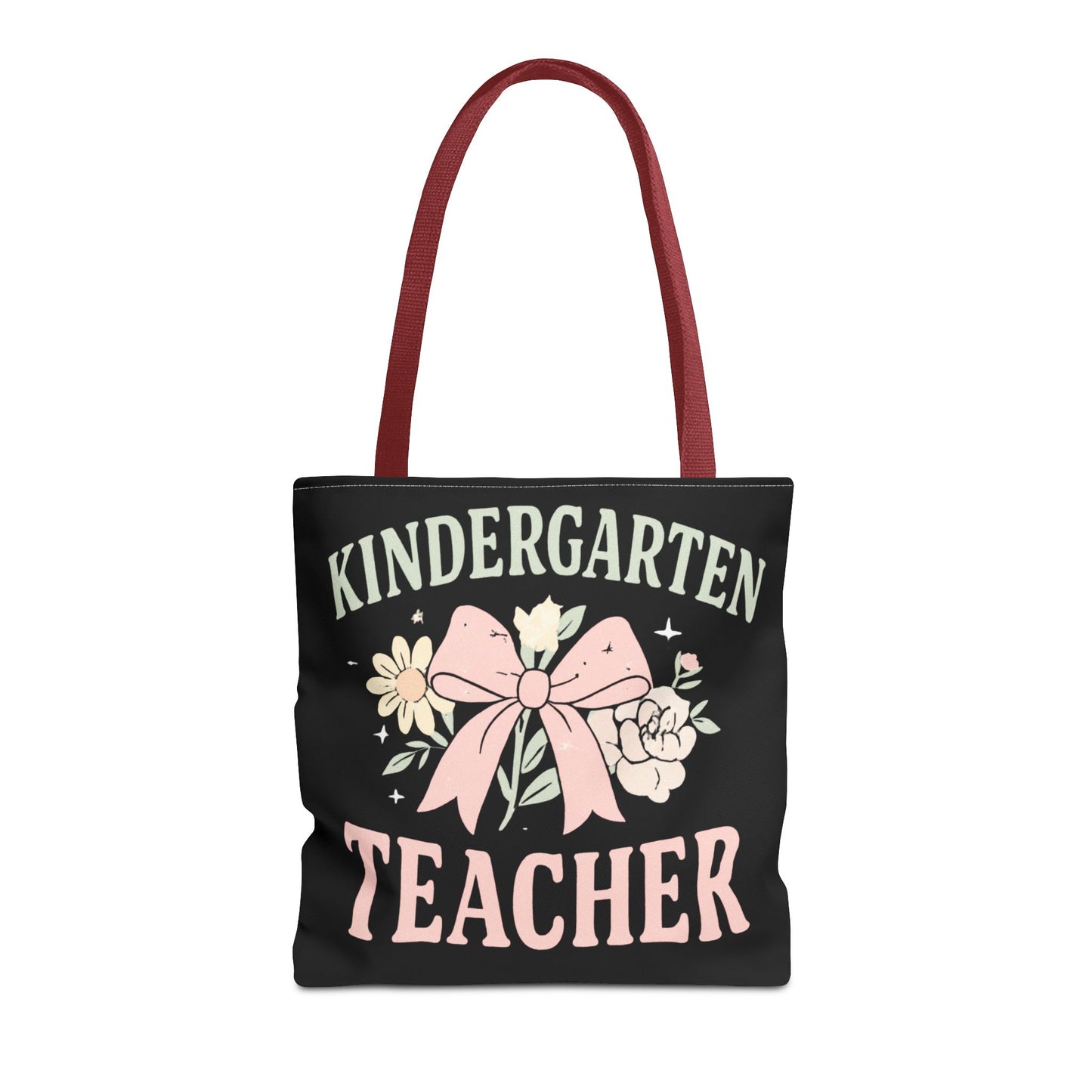 Kindergarten Teacher Floral Tote Bag – Cute Bow & Flowers Teacher Gift