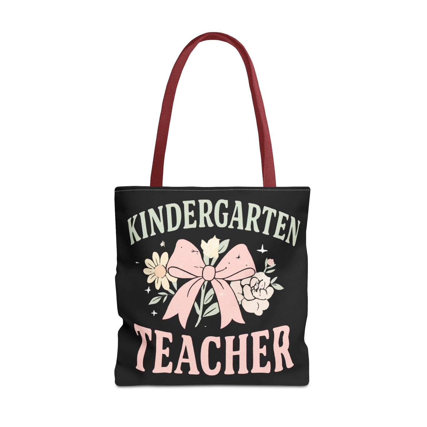 Kindergarten Teacher Floral Tote Bag – Cute Bow & Flowers Teacher Gift