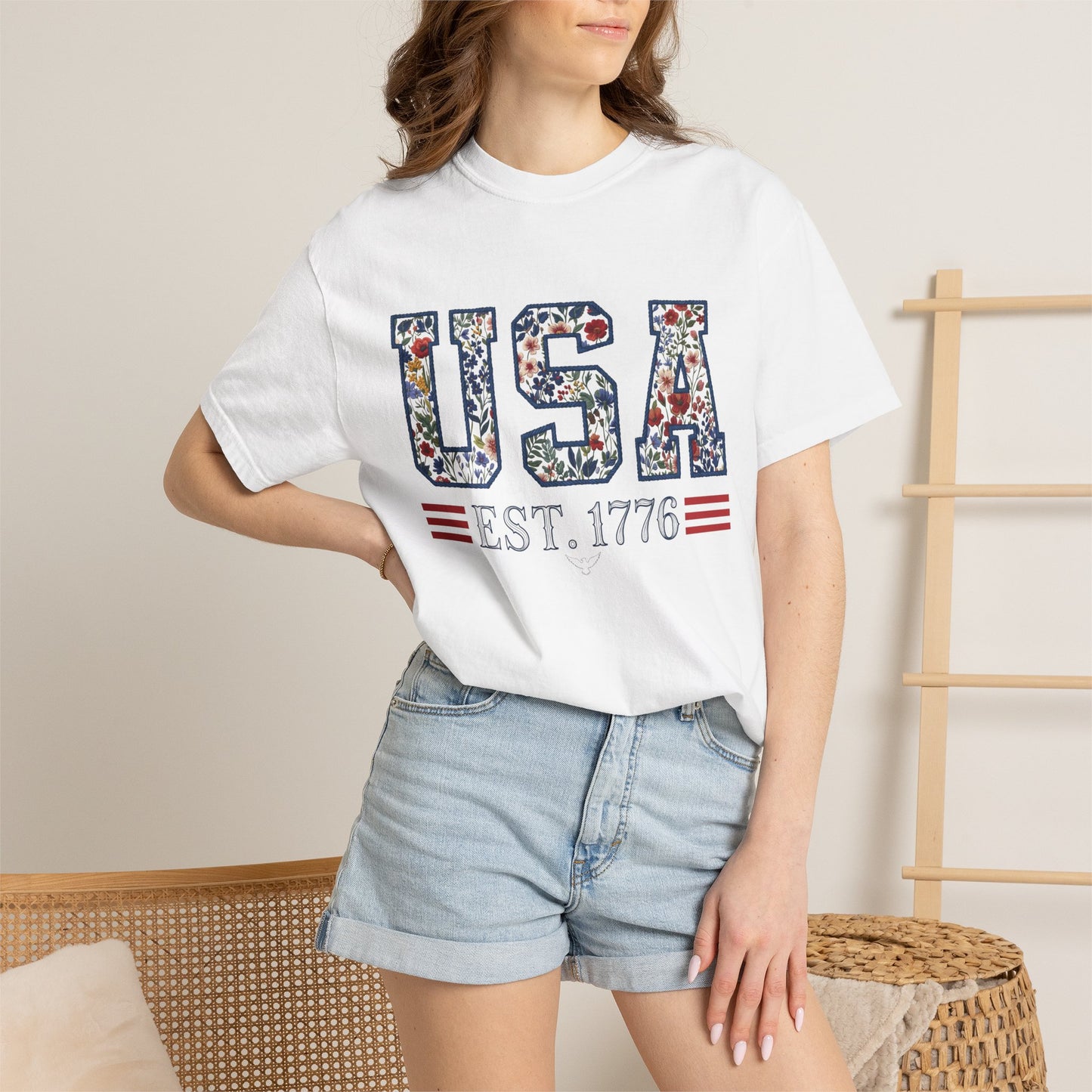 Floral USA Comfort Colors Teacher Shirt: Patriotic History Teacher Tee