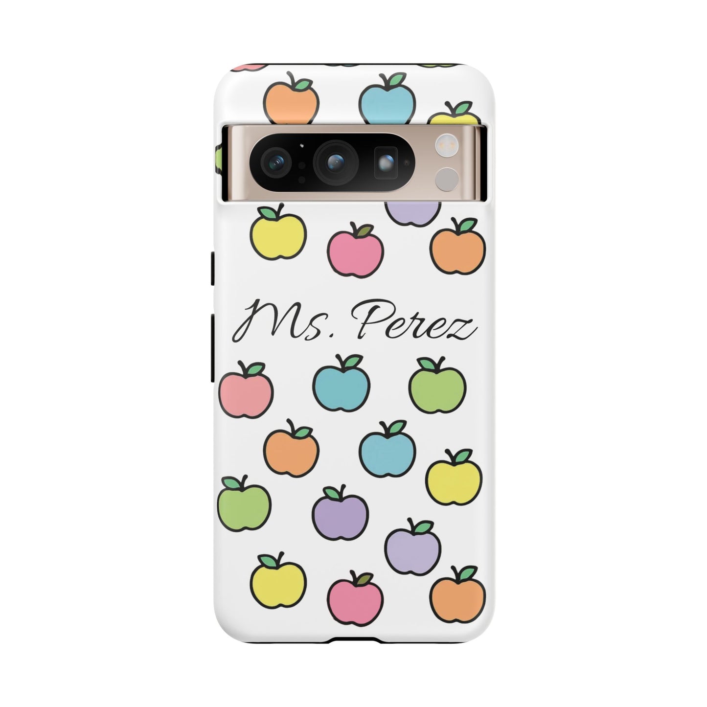 Personalized Teacher Apple Phone Case | Custom Name Teacher iPhone Case | Cute Apple Pattern Phone Case | Teacher Gift
