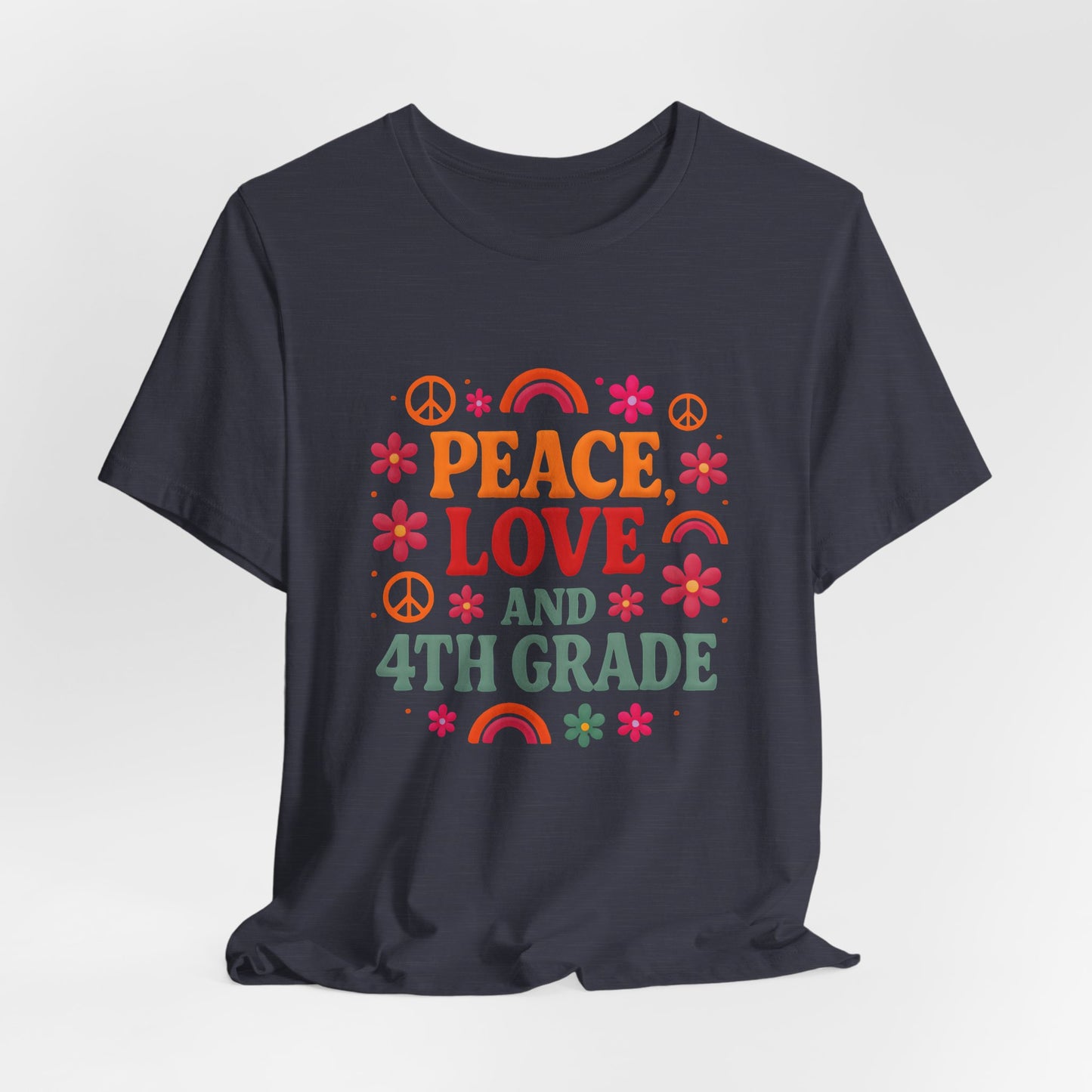 Peace, Love and 4th Grade T-Shirt — Retro Teacher Appreciation Tee