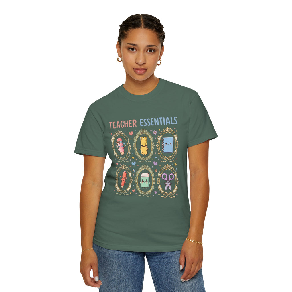 Teacher Essentials T-Shirt — Cute Classroom Supplies Graphic Tee