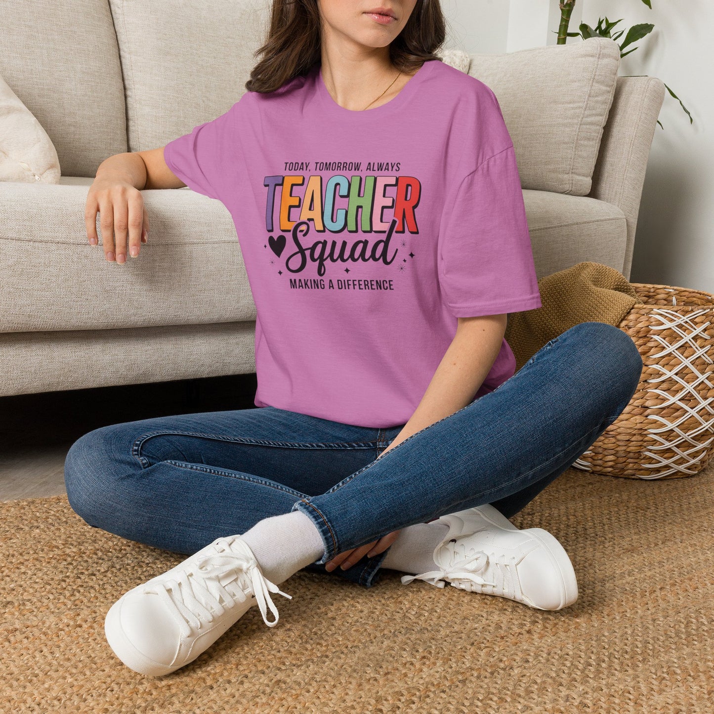 Teacher Squad Cotton T-Shirt: Colorful Matching Tee for Teacher Besties, S-4XL