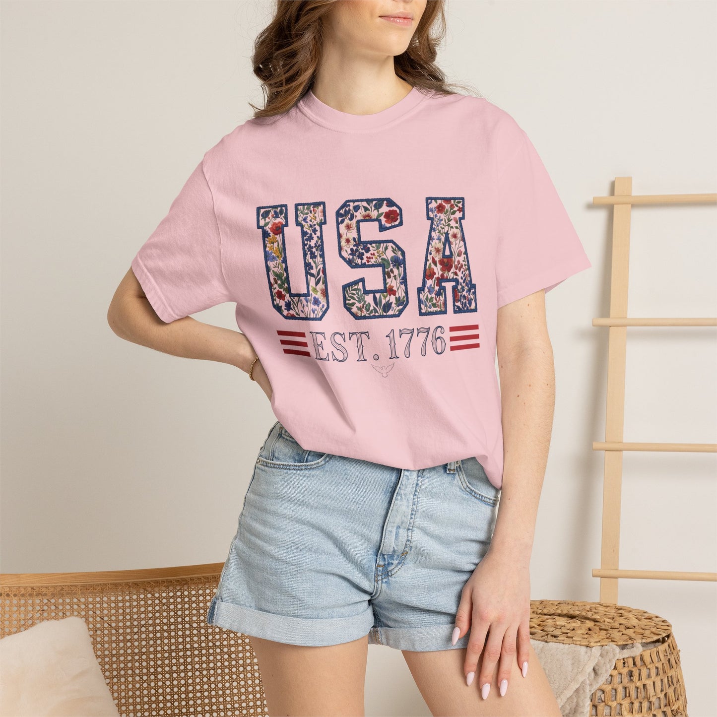 Floral USA Comfort Colors Teacher Shirt: Patriotic History Teacher Tee