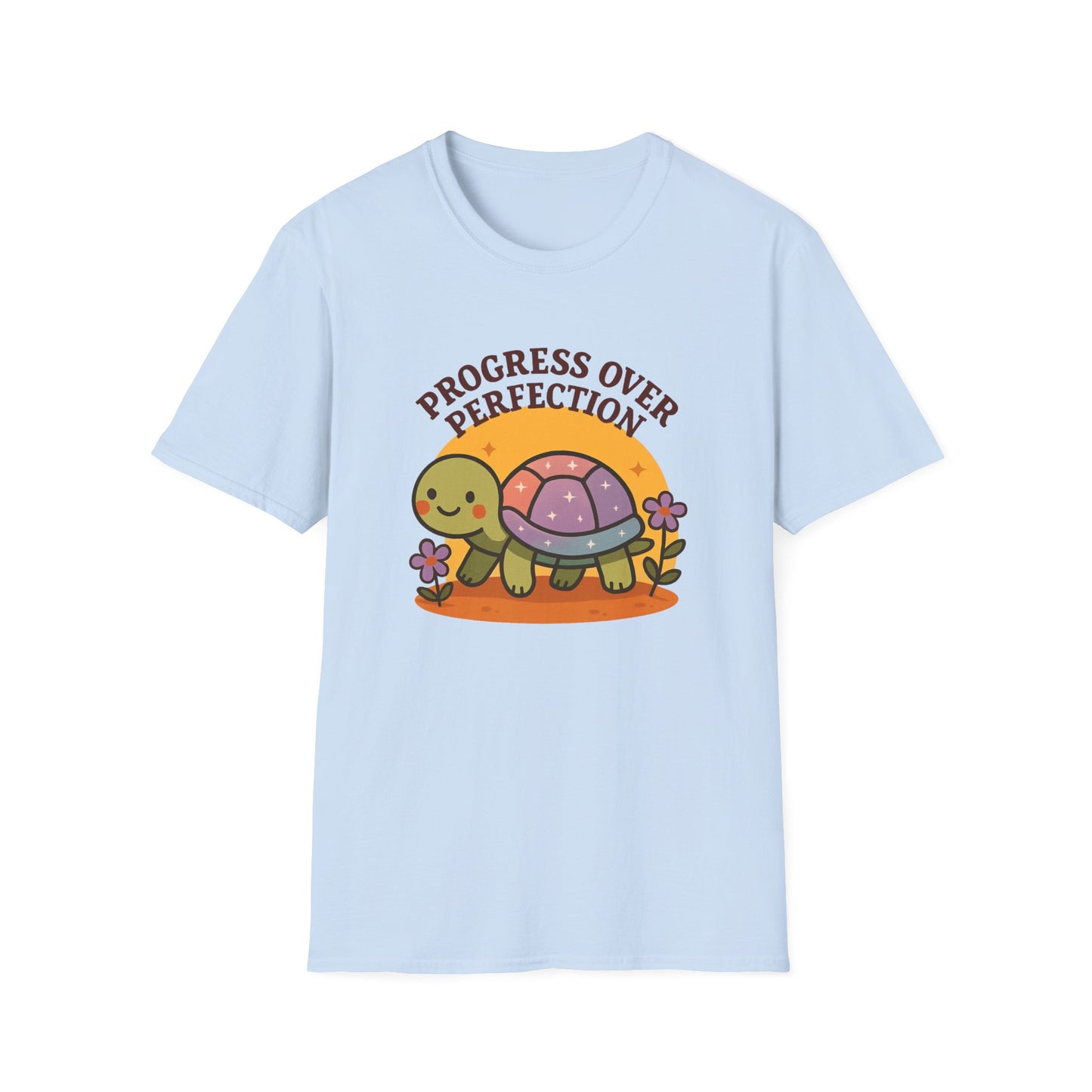 Progress Over Perfection Shirt – Cute Turtle Graphic Tee, Comfort Colors Inspired, Growth Mindset T-Shirt for Teachers, Students & Everyday Wear