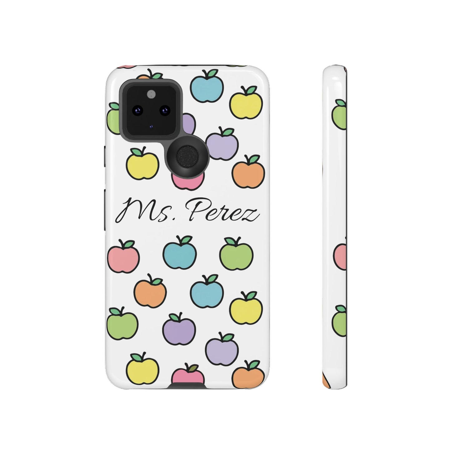 Personalized Teacher Apple Phone Case | Custom Name Teacher iPhone Case | Cute Apple Pattern Phone Case | Teacher Gift