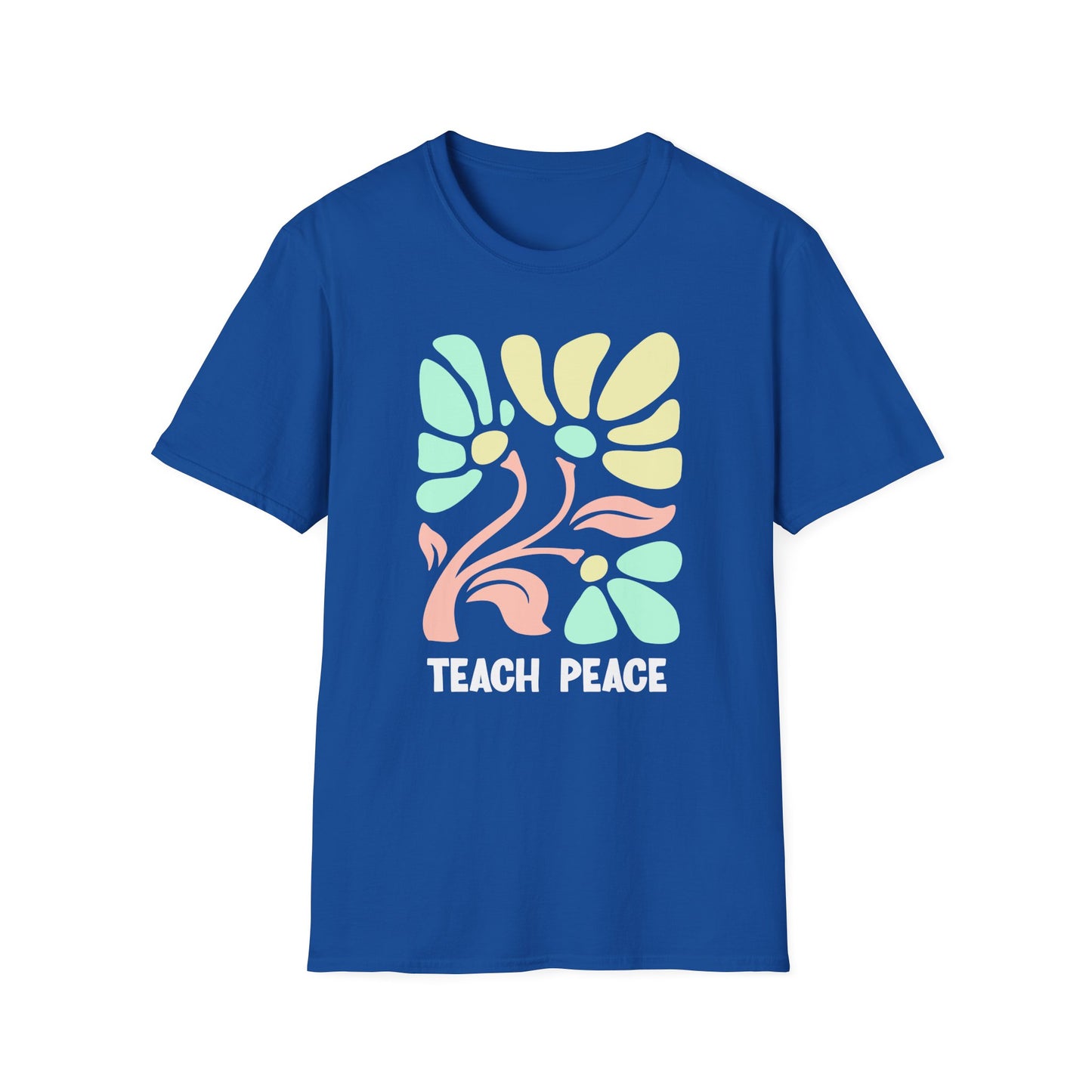 Teach Peace Floral T-Shirt — Retro Pastel Flower Graphic Tee