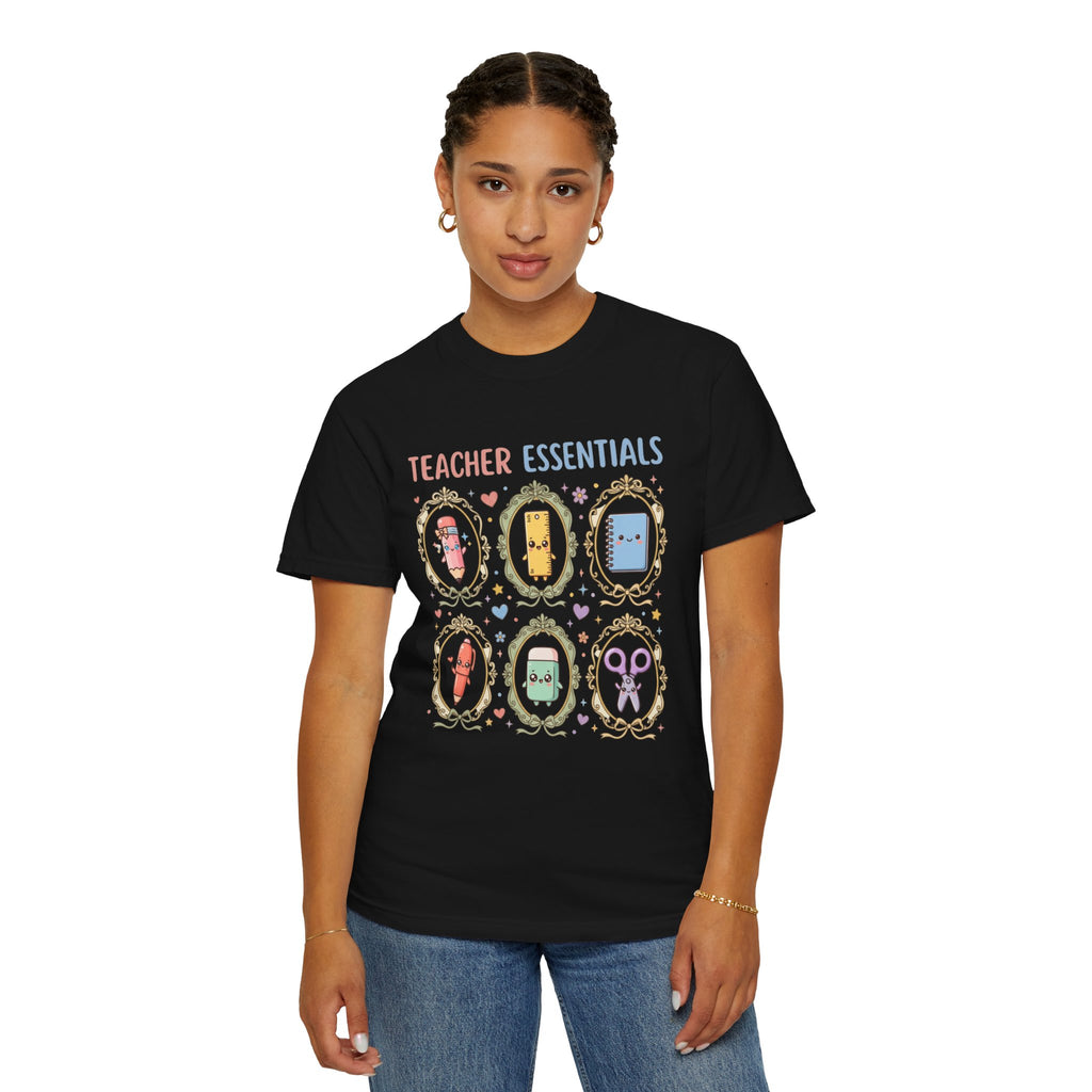 Teacher Essentials T-Shirt — Cute Classroom Supplies Graphic Tee