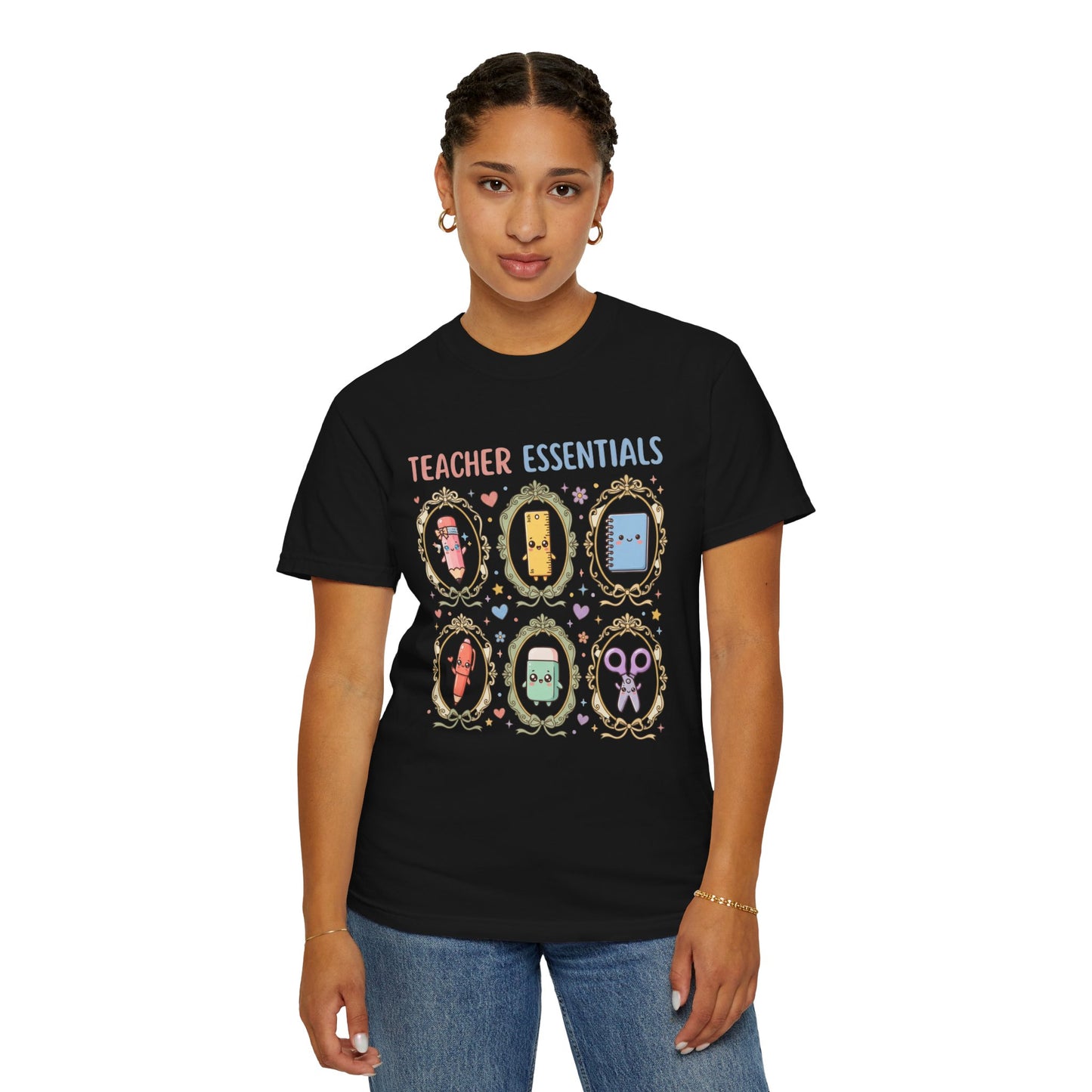 Teacher Essentials T-Shirt — Cute Classroom Supplies Graphic Tee