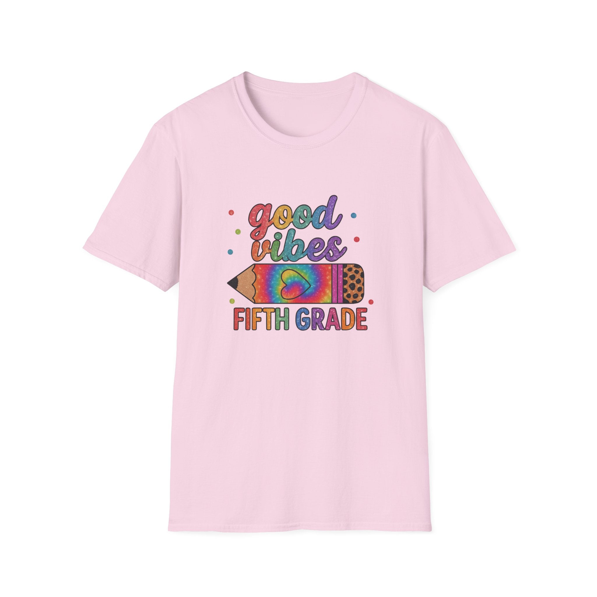 Good Vibes Fifth Grade T-Shirt — Colorful Pencil Teacher/Student Tee